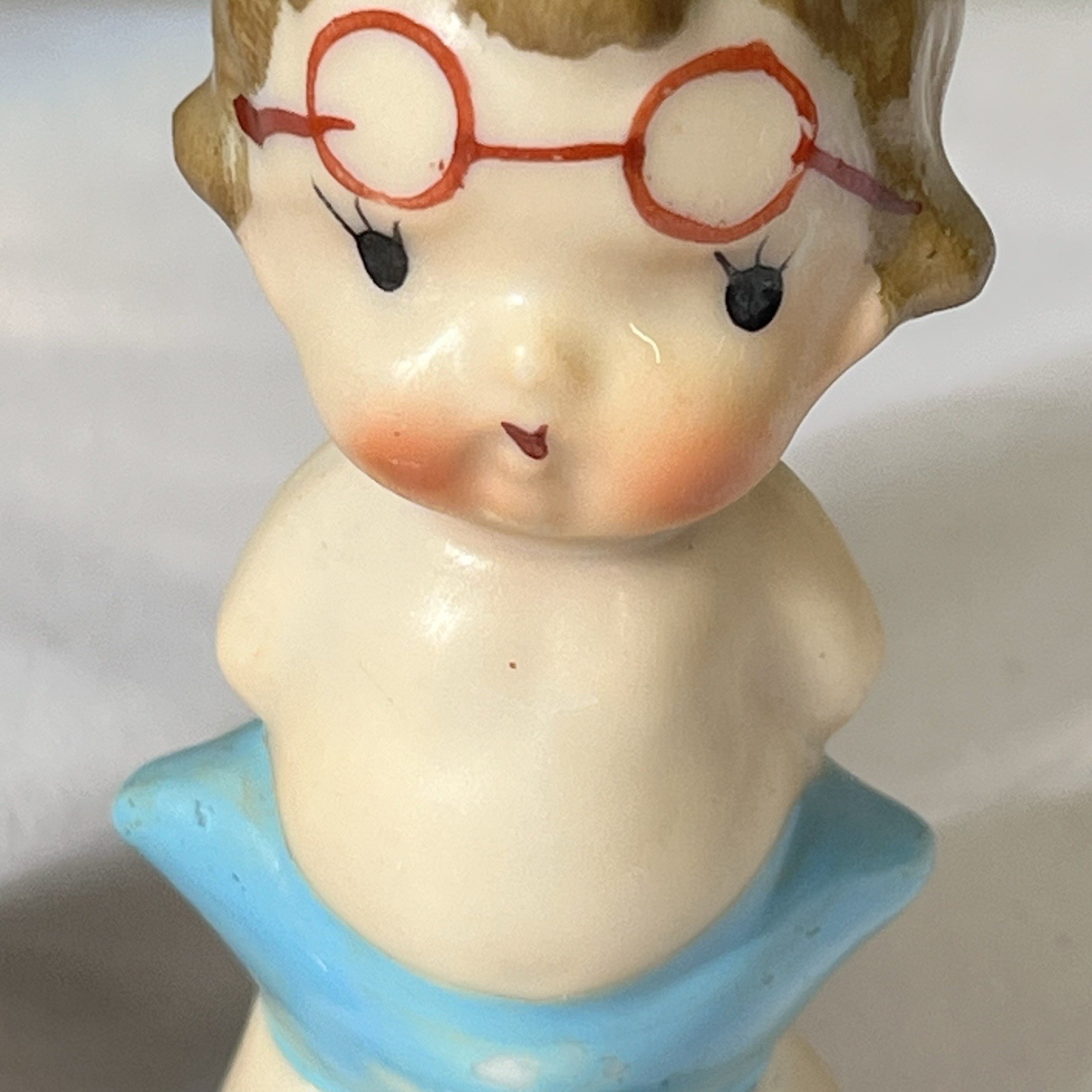 Vintage Boy & Girl Kewpie Dolls Figurines Japan Porcelain Hand Painted Pink/Blue