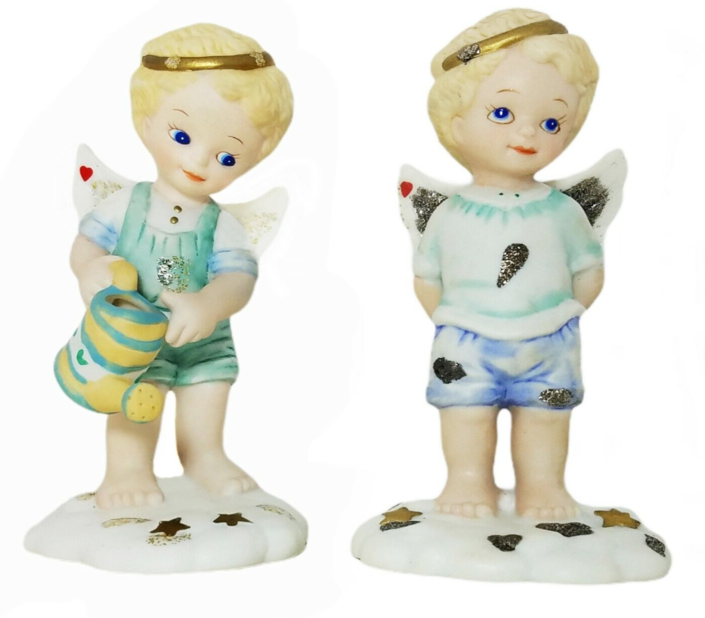Matching Angel Children Figurine Set Beach Kids Theme 1995 Tender Heart