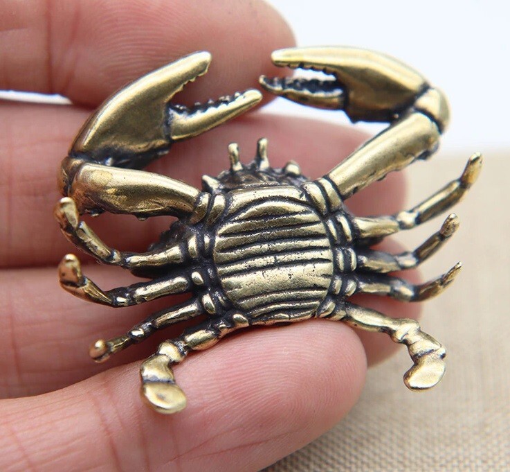 Brass Crab Animal Statue Small Sculpture Tabletop Figurine Home Decor Gifts