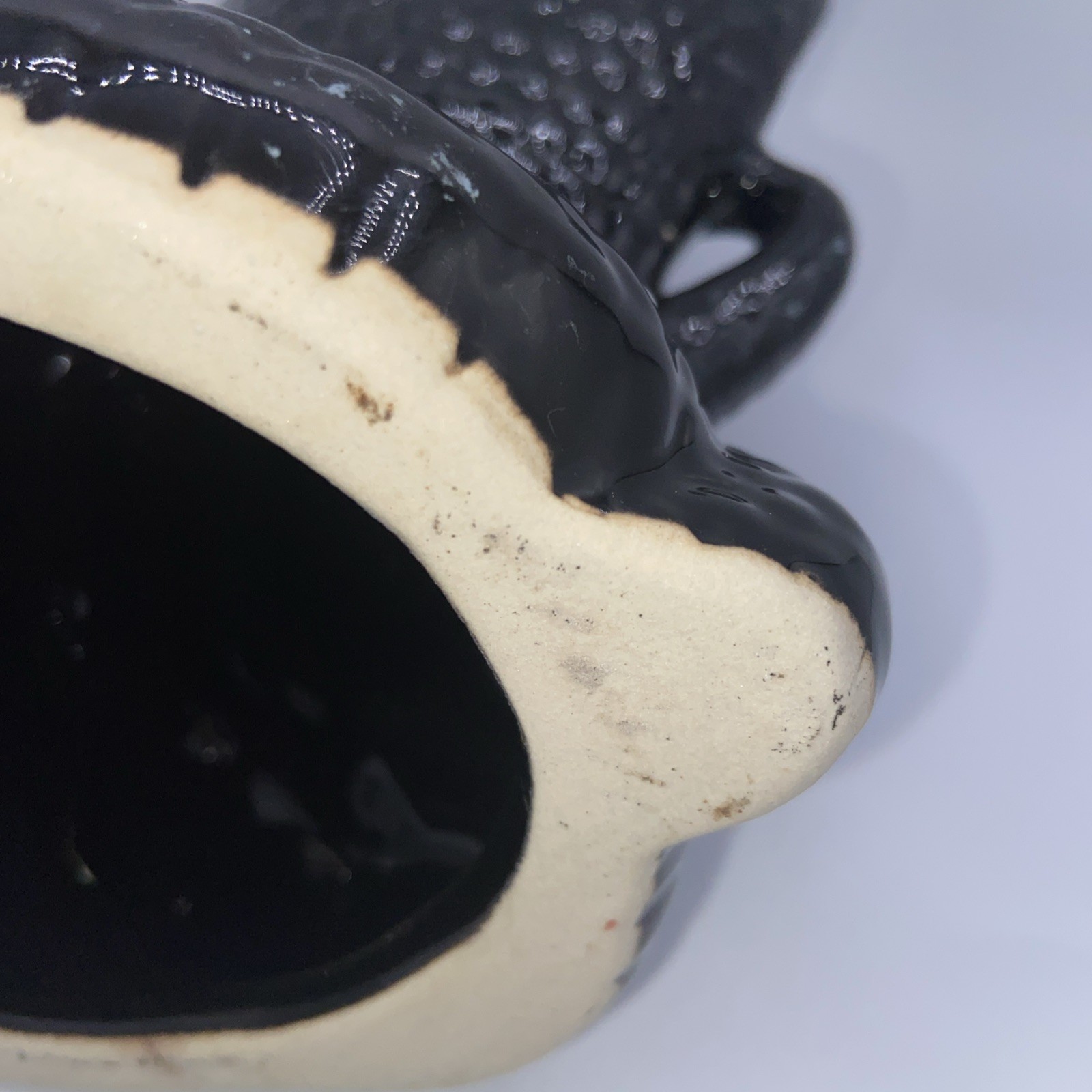 VTG Smoking Black marble glaze Cobra Snake Ceramic Incense Burner Coiled 8.5″