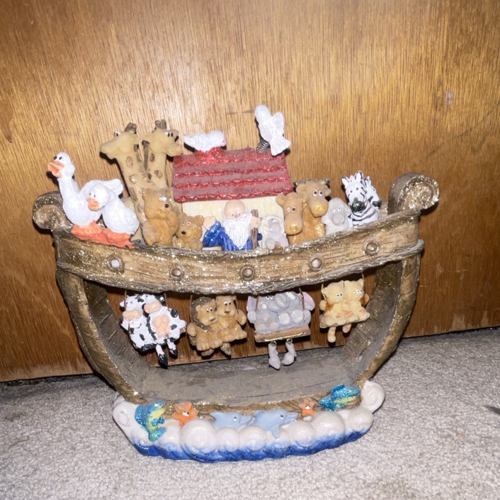 Noah’s Ark Resin Animal Figurine, Hand Painted Multicolor Brown 3D Effect