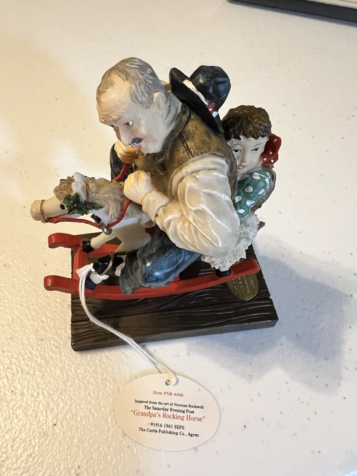 Norman Rockwell “Grandpa’s Rocking Horse” figurine Islandia International 4.25″T