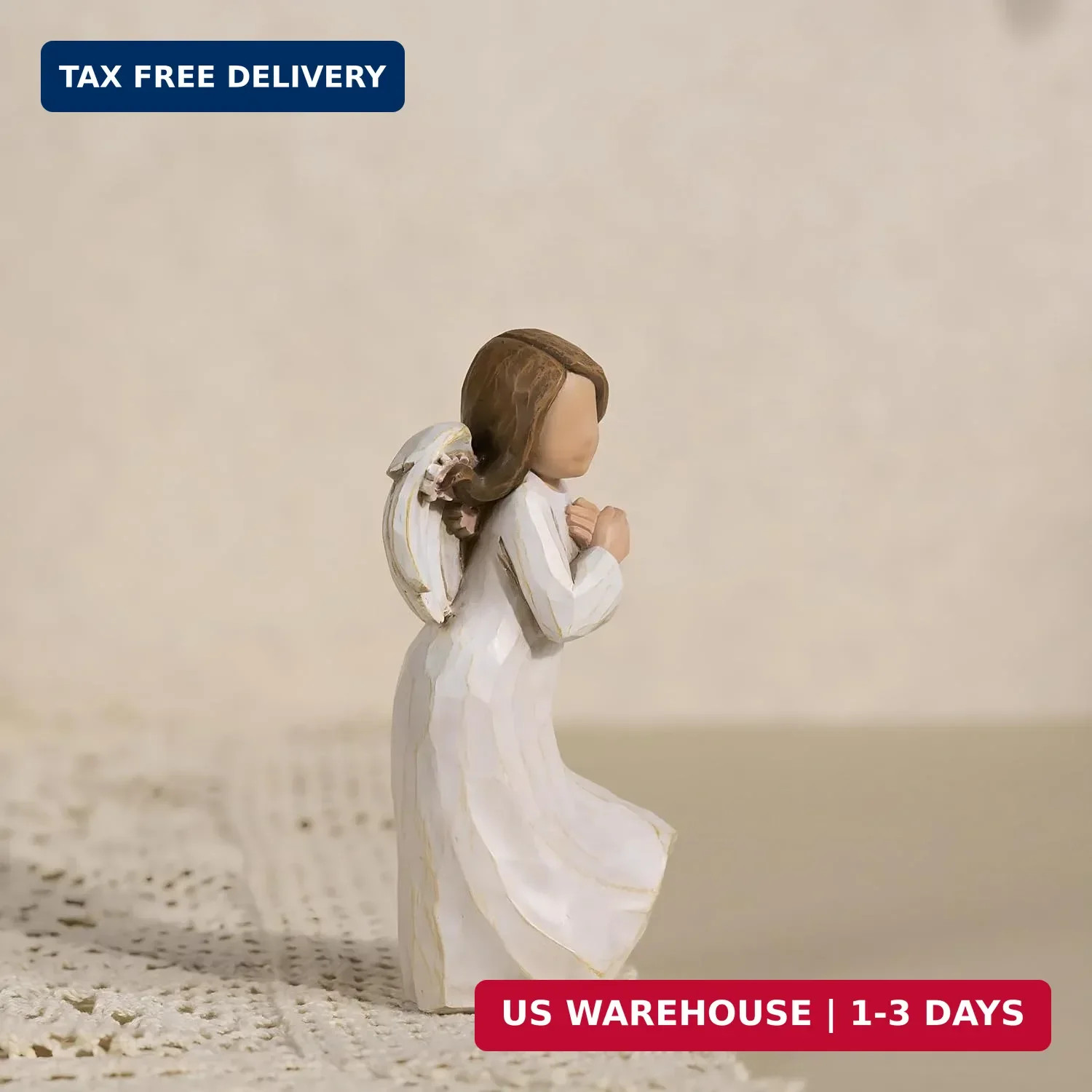 5.2” Guardian Angel Figurines, Hand-Painted Praying Angel Figurines, Healing An