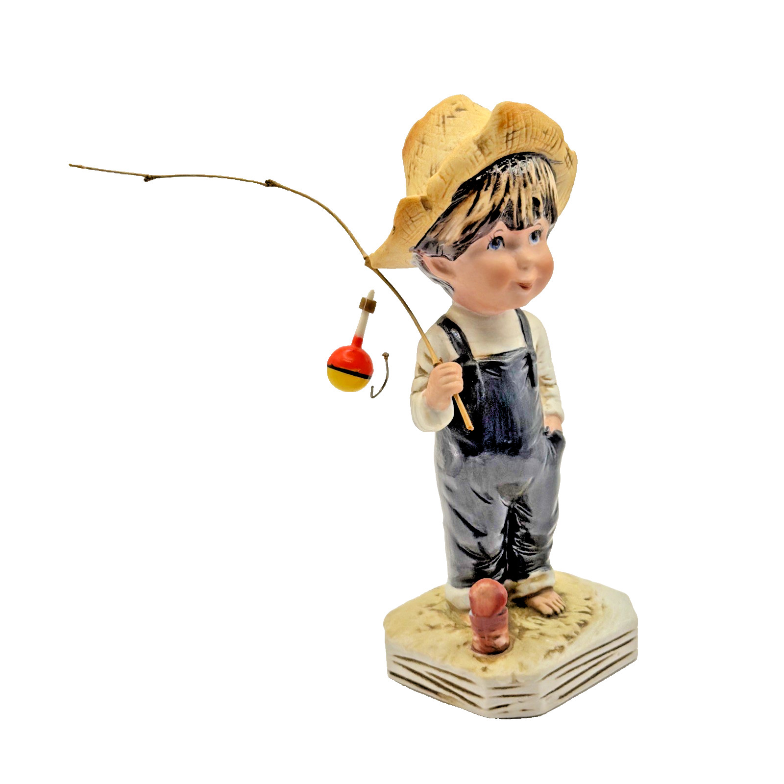 VTG 1974 Kitschy Fran Mar Gorham 6.5″ Figurine Fisherman Gone Wishin’ w/ pole