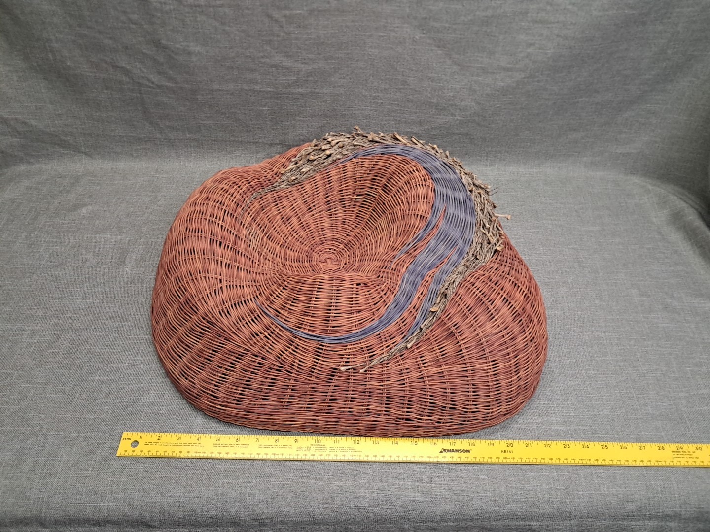 Sally J. Bright Saijo Handwoven Contemporary Abstract Wicker Wall Sculpture