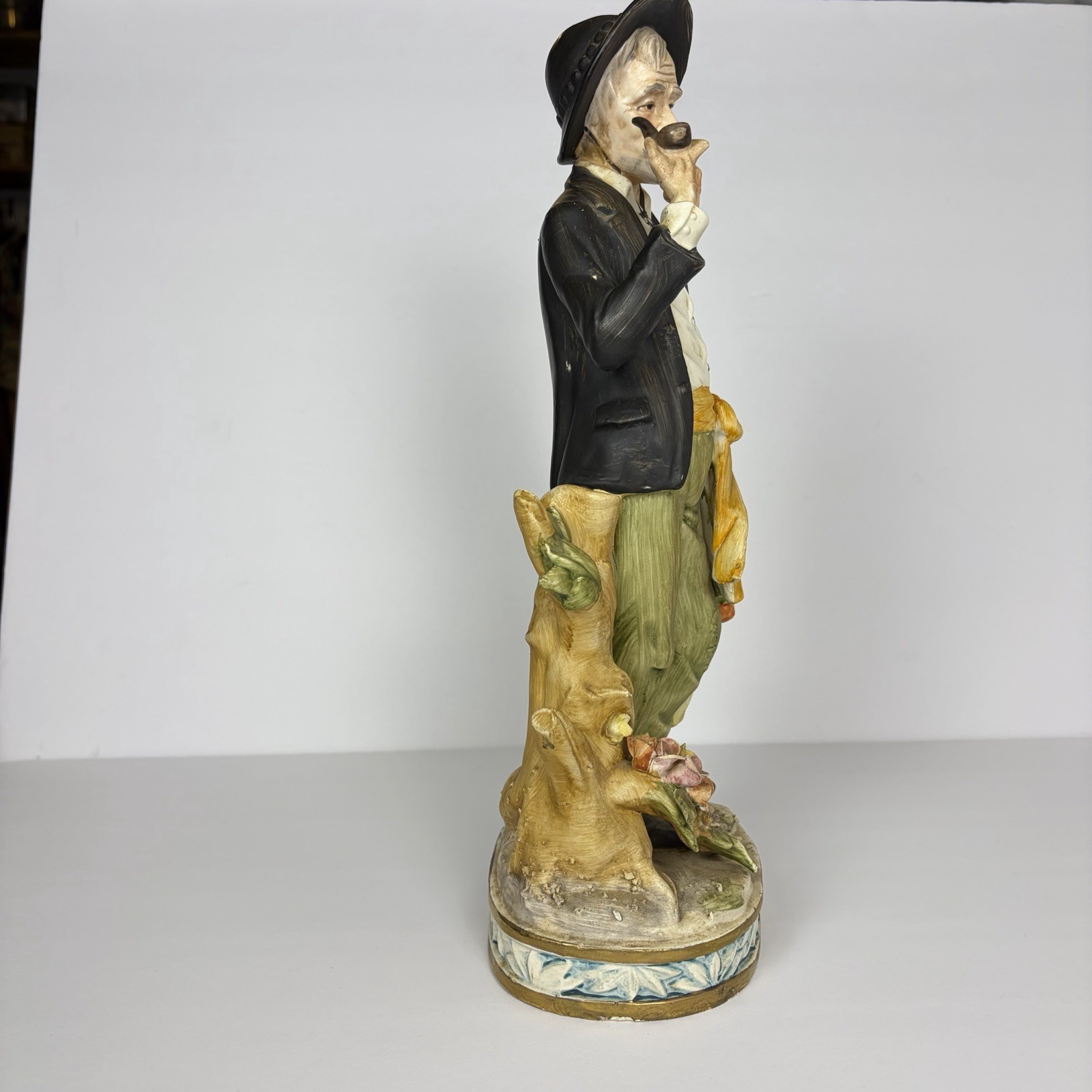 Norleans Old Man with Pipe Figurine Basket of Apples Porcelain 14” Hand Painted