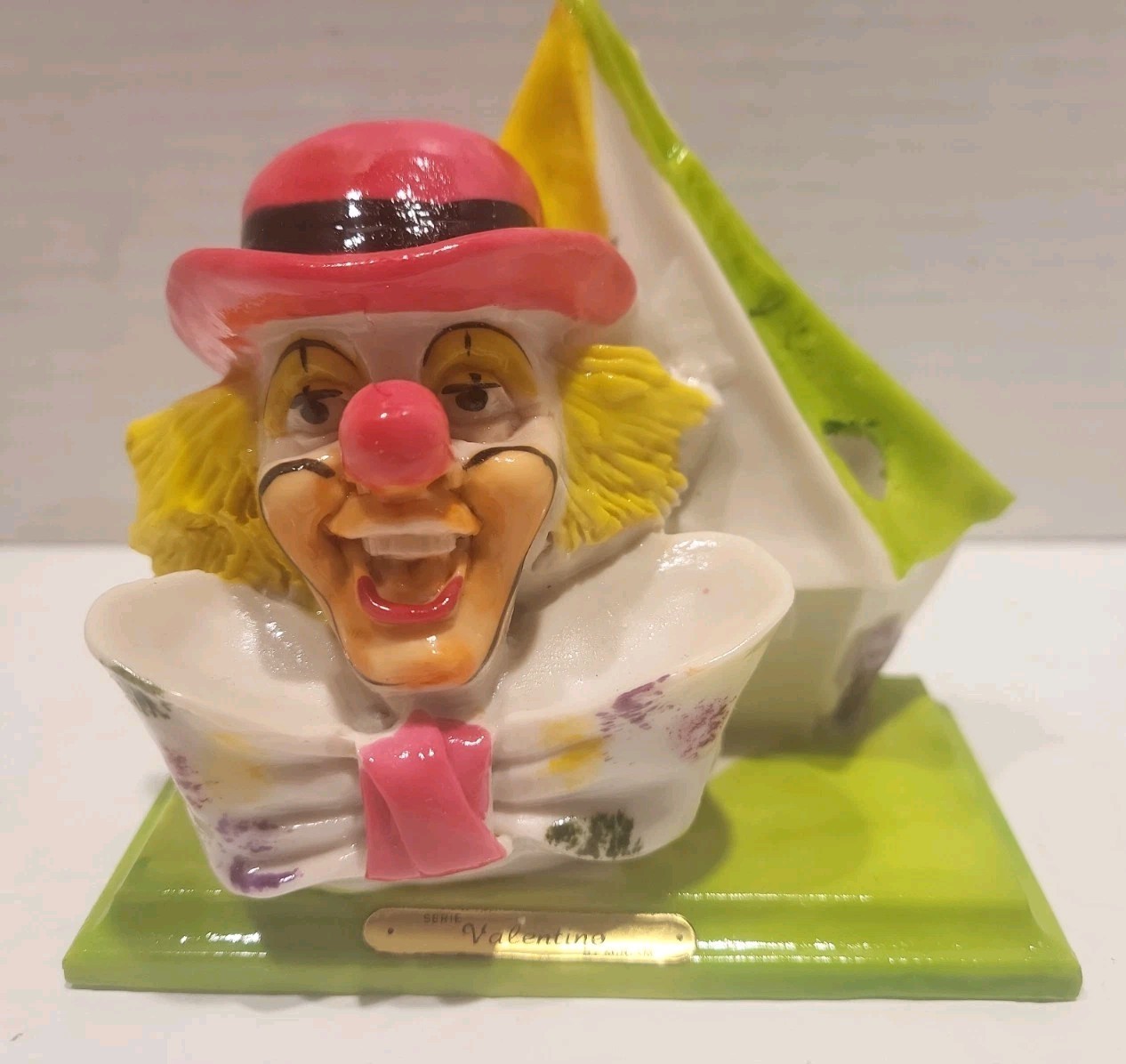 Vintage Clown Ceramic Figurine Valentine by Miriam Pencil Holder 1960s Great Con