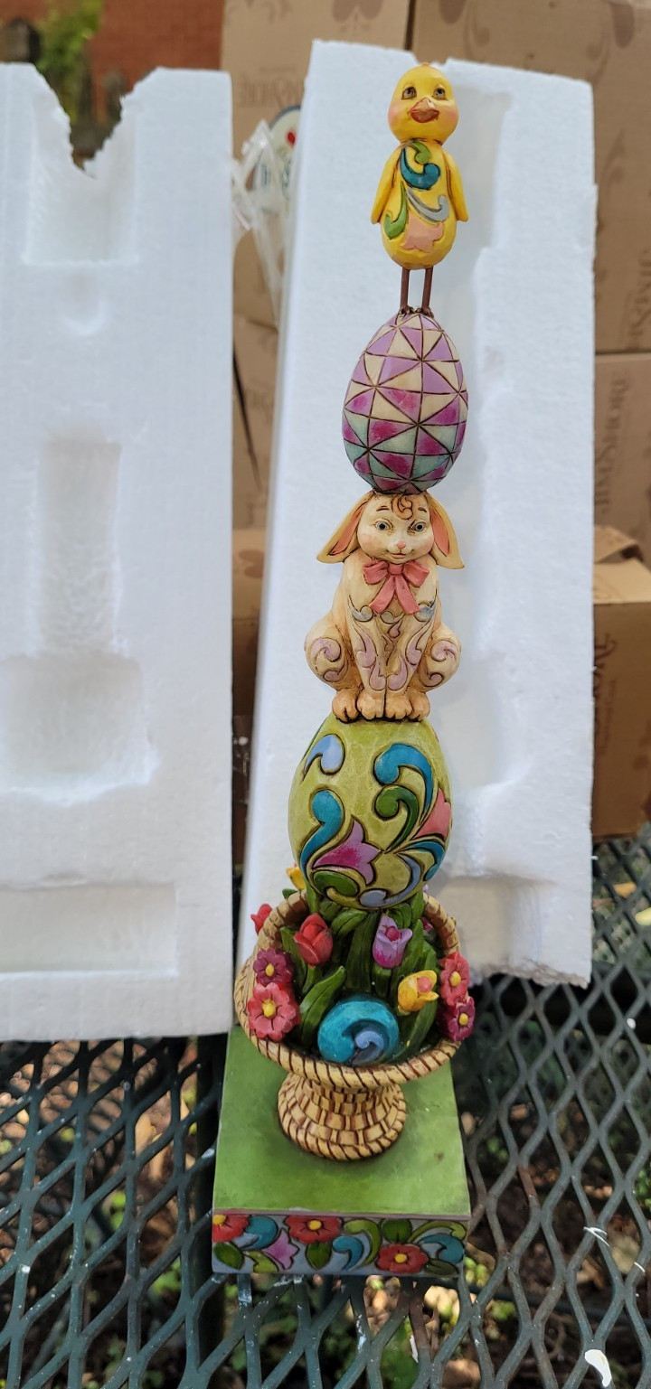 Jim Shore Easter Bunny & Chick Figurine Hand Painted Resin 15″ Boxed