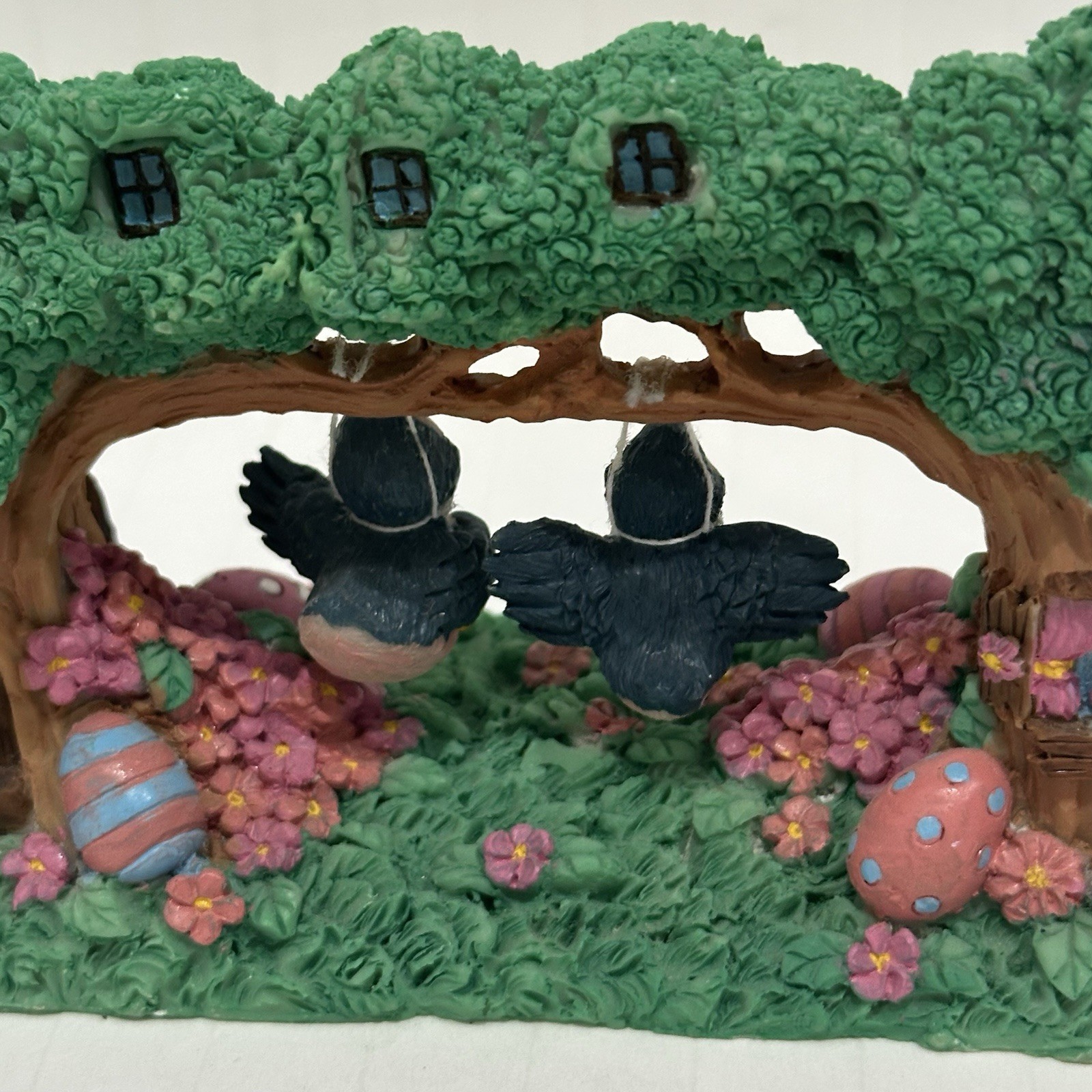 Birds Swinging in Trees Figurine. “Small Friends on Swing” 5″ x 2″ x 3″ Hermitag
