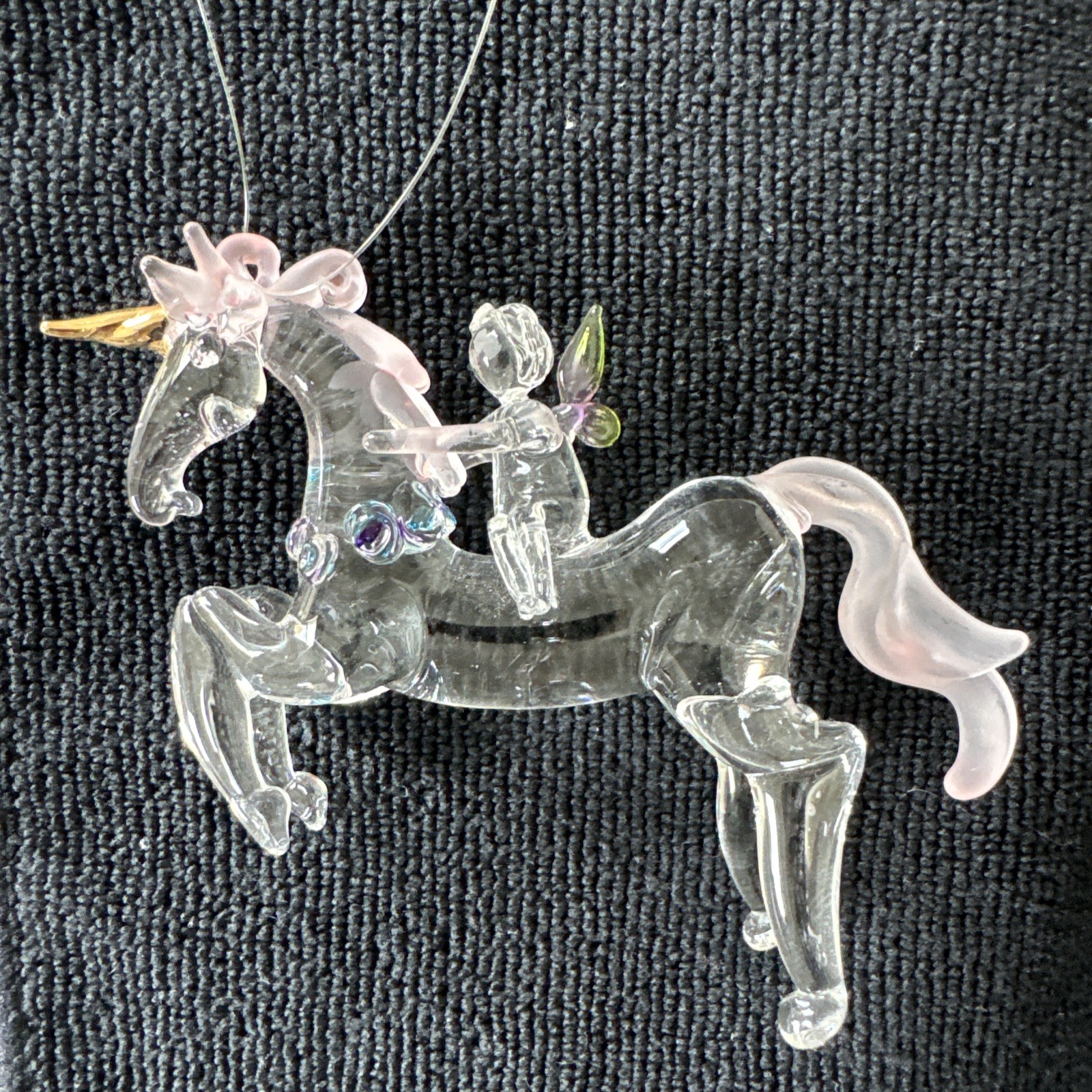 Lot Of 6 Blown Glass Unicorn Figurines/Ornaments, Pegasus Fantasy Collectibles