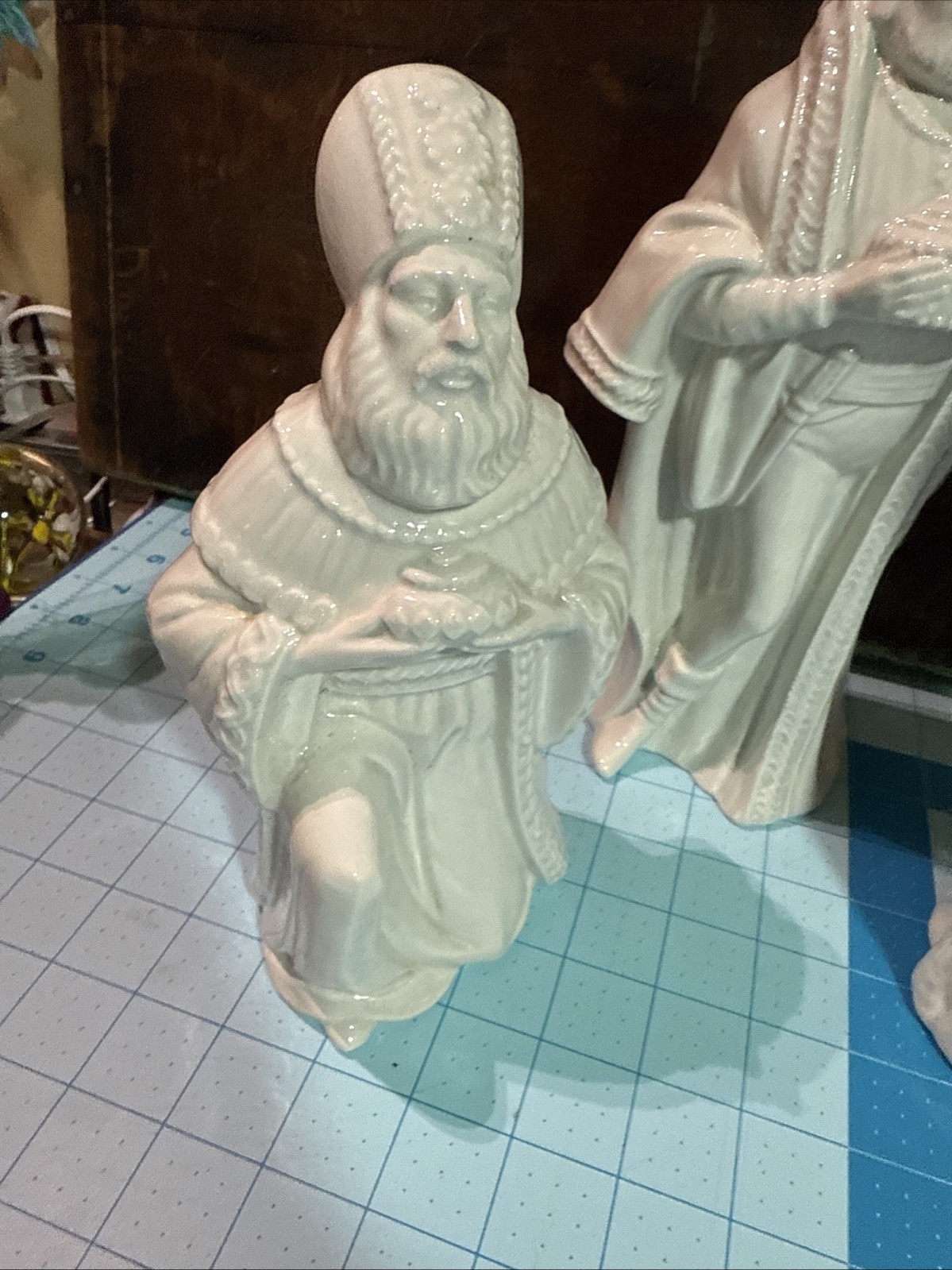 VTG Ceramic/Porcelain Christmas 3 Wise Men We Three Kings White GLAZE 10” Tall