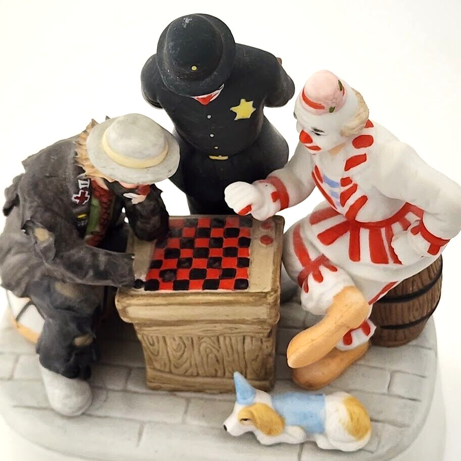 San Francisco Music Box Porcelain Emmett Kelly Jr Clown Game of Checkers