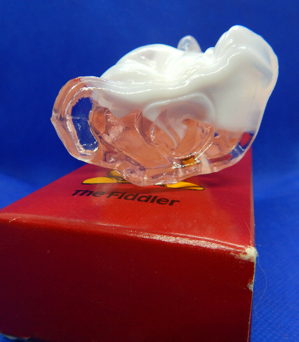 MOSSER ART SOLID GLASS ~ CHATY THE FIDDLER CLOWN ~ PINK & WHITE SLAG ~ WITH BOX