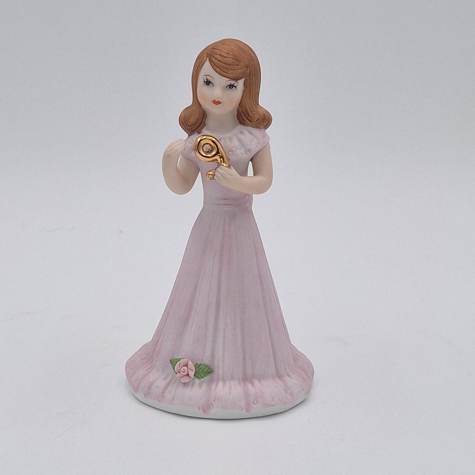 Vintage Enesco Growing Up Birthday Girls Age 9 Figurine 1982 Brunette