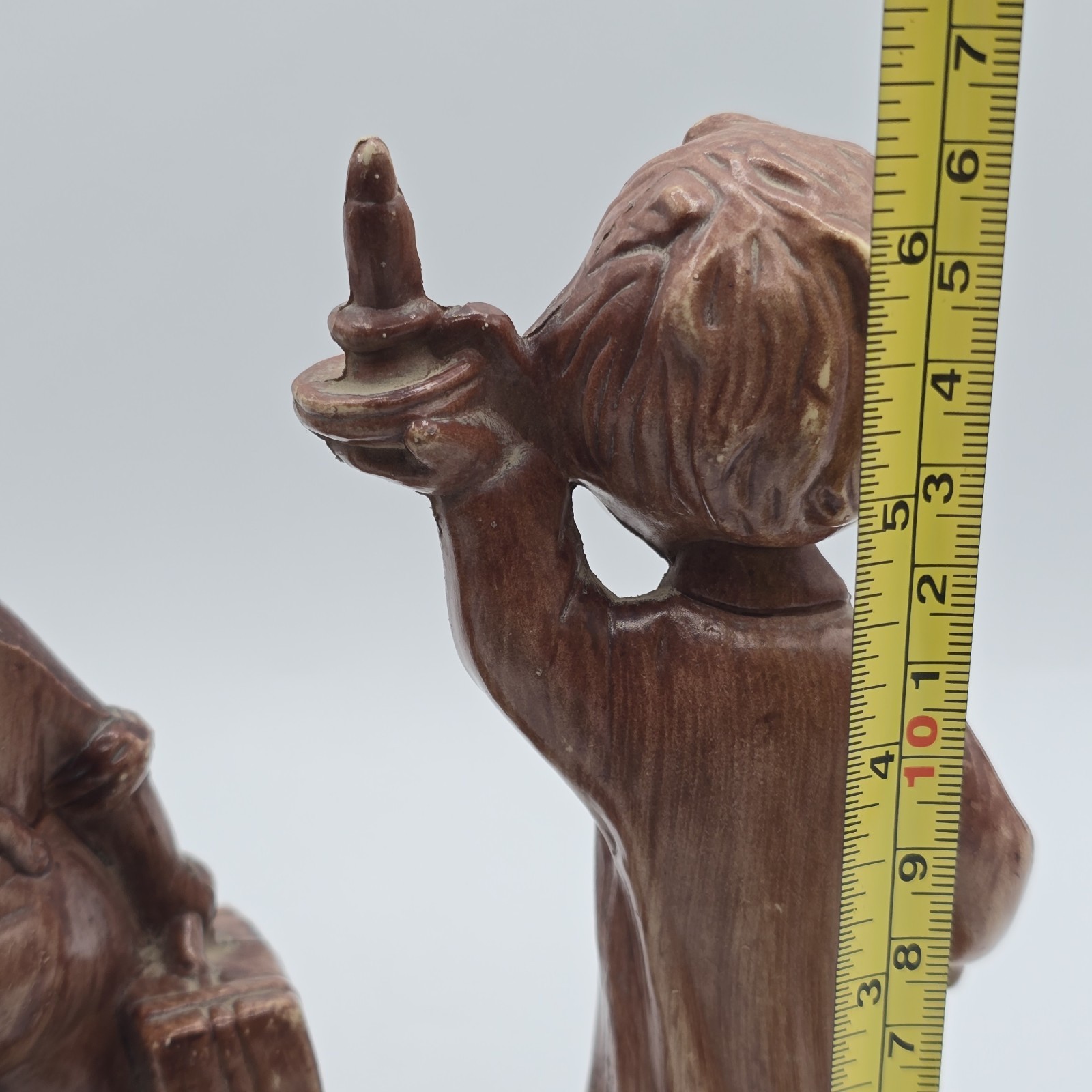 Faux Wood “Runaway Boy” Vtg Plastic Boy With Candle Retro Mcm Pair Figures
