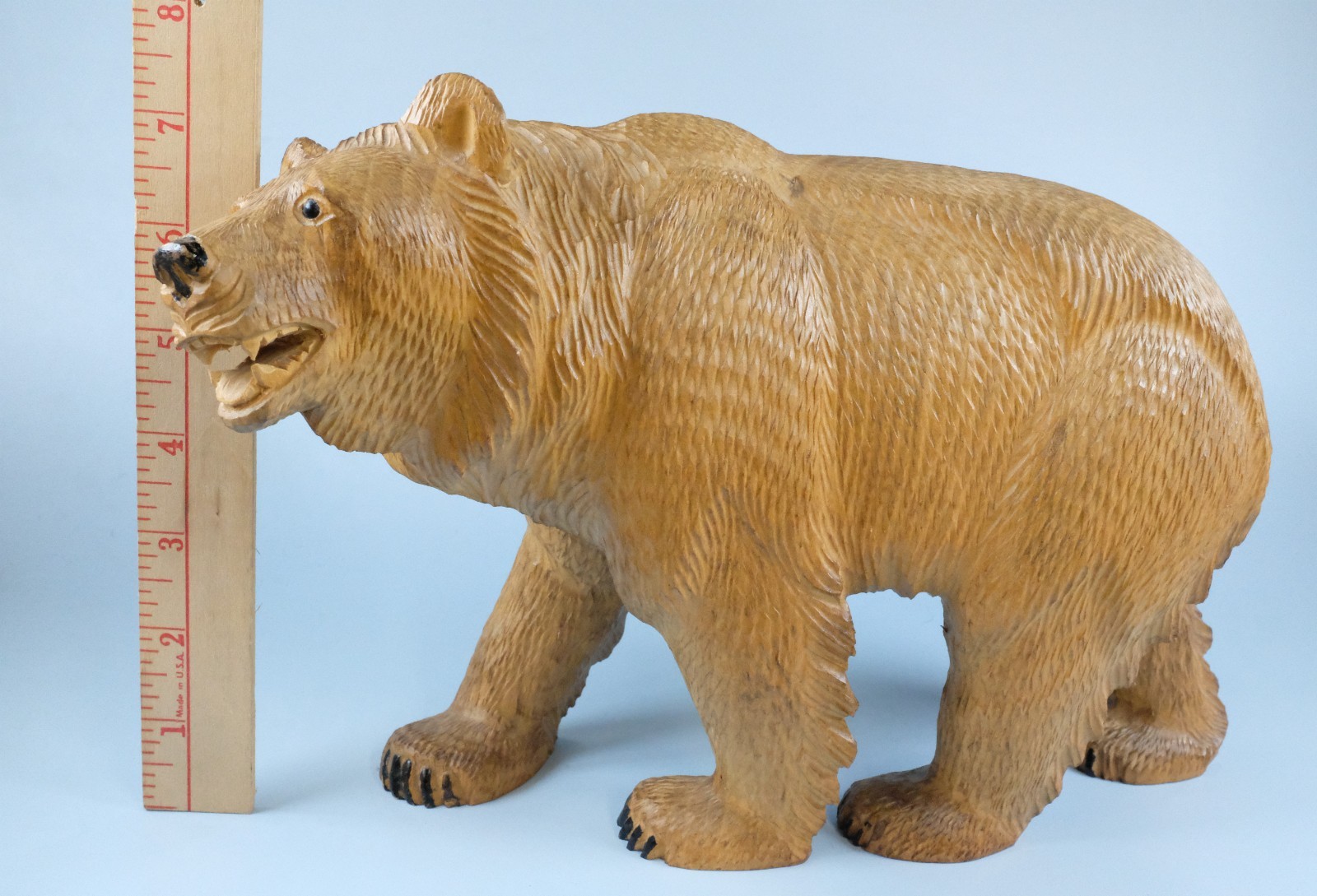 Vintage Jobin Brienz Swiss Hand-Carved Lindenwood Strolling Bear Sculpture 12″