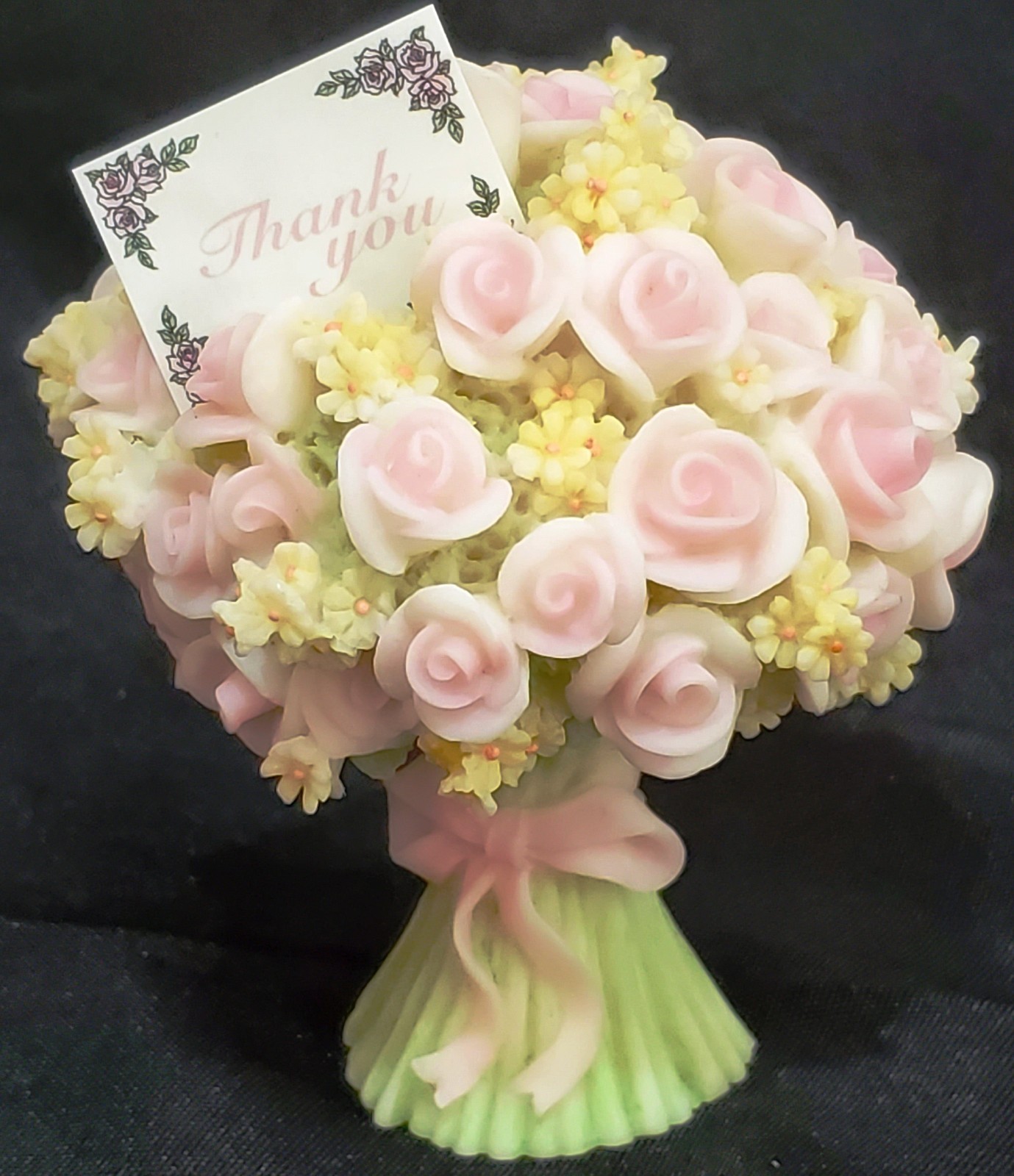 Seraphim Roses THANK YOU BOUQUET pink flower figure Heaven on Earth 84391 3.7″hi