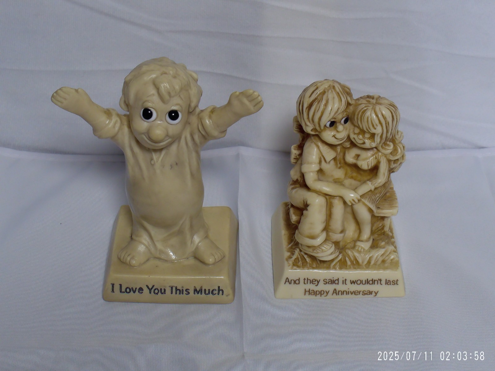 “Pre-Owned” Vtg. Lot of 2 1970’s Russ Berrie & Co. Figurine Statues See Descript