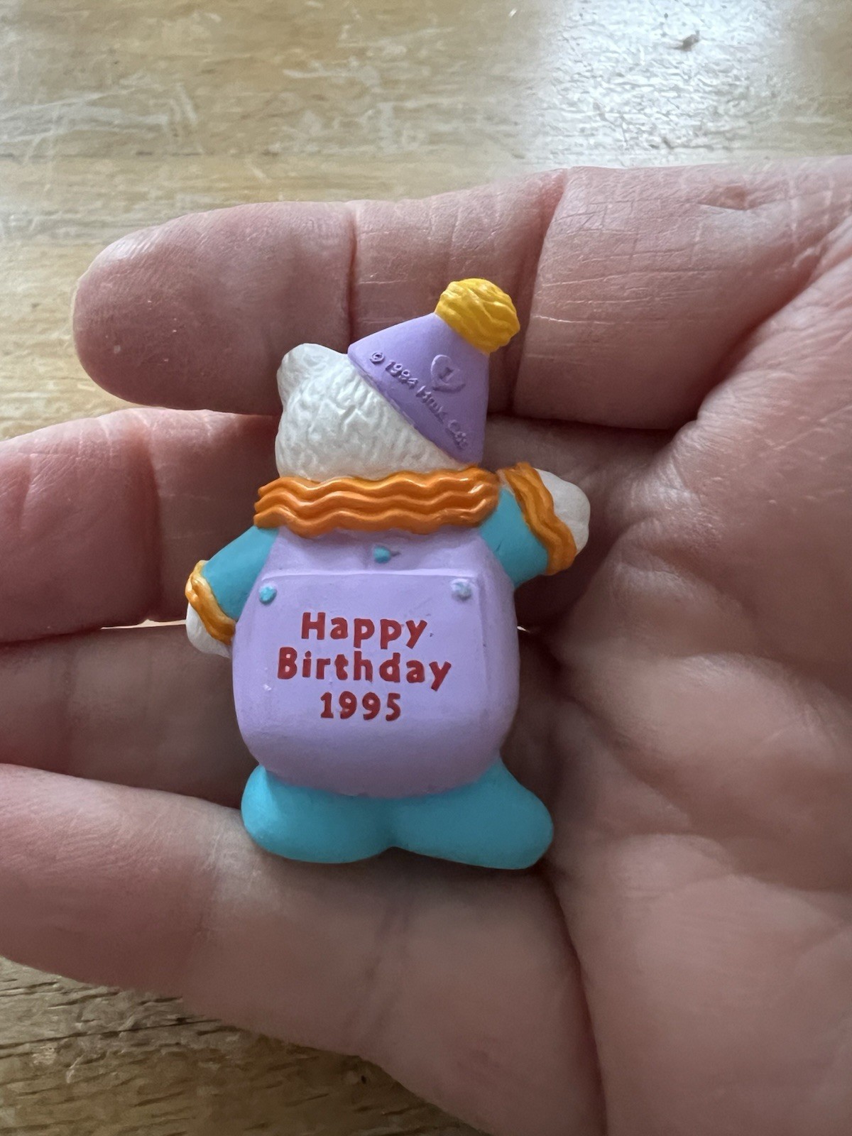 1995 Hallmark Merry Miniature Happy Birthday Bear Clown Resin Figurine