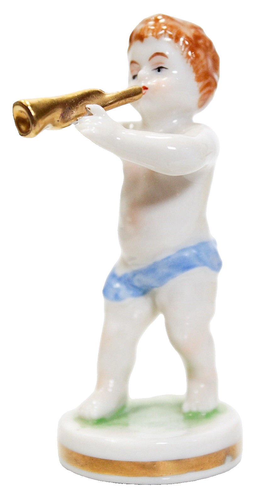MULLER VOLKSTEDT Dresden Hand Painted Musician Trumpet Player Porcelain Figurine
