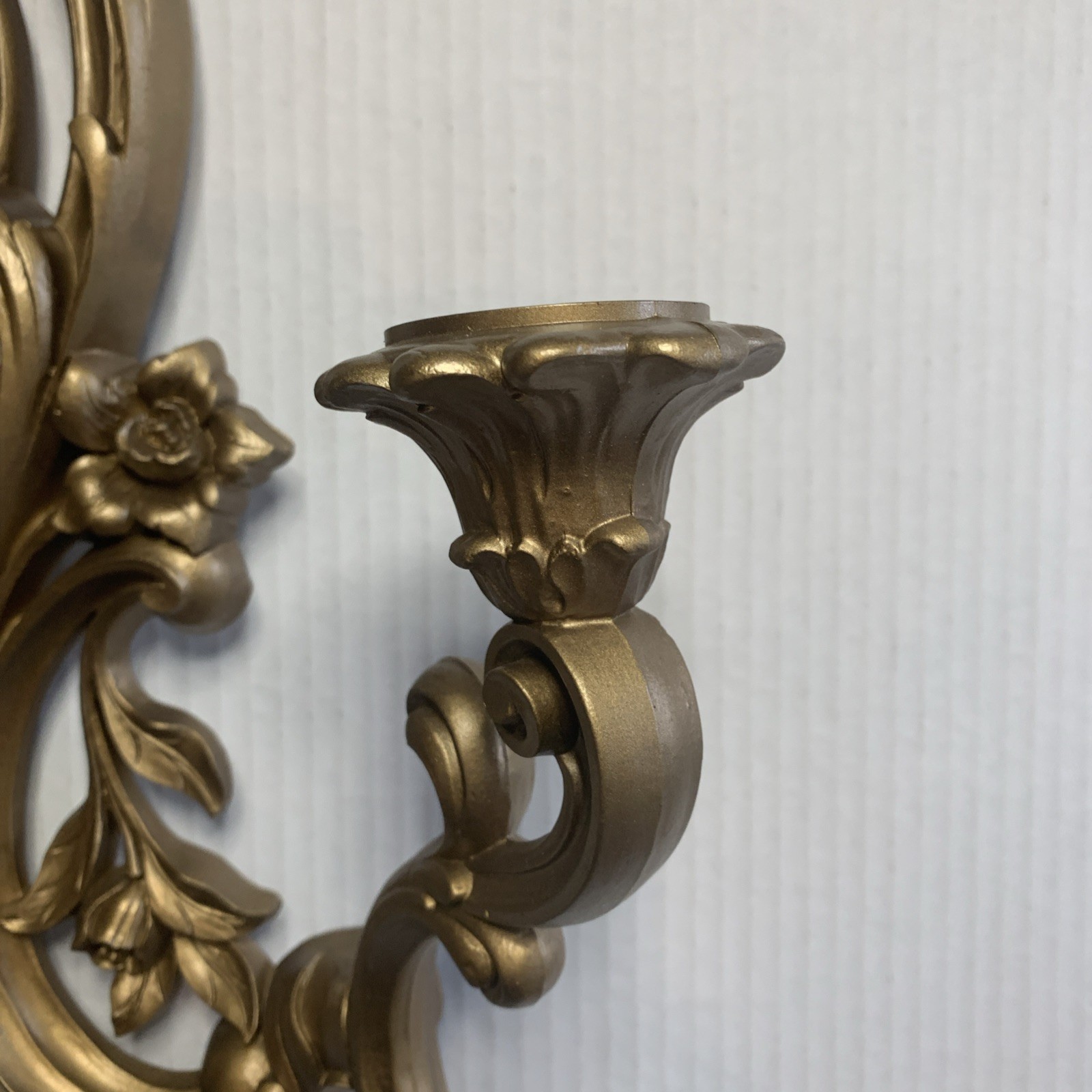 Home Interiors Homco 2 Arm Gold Sconce