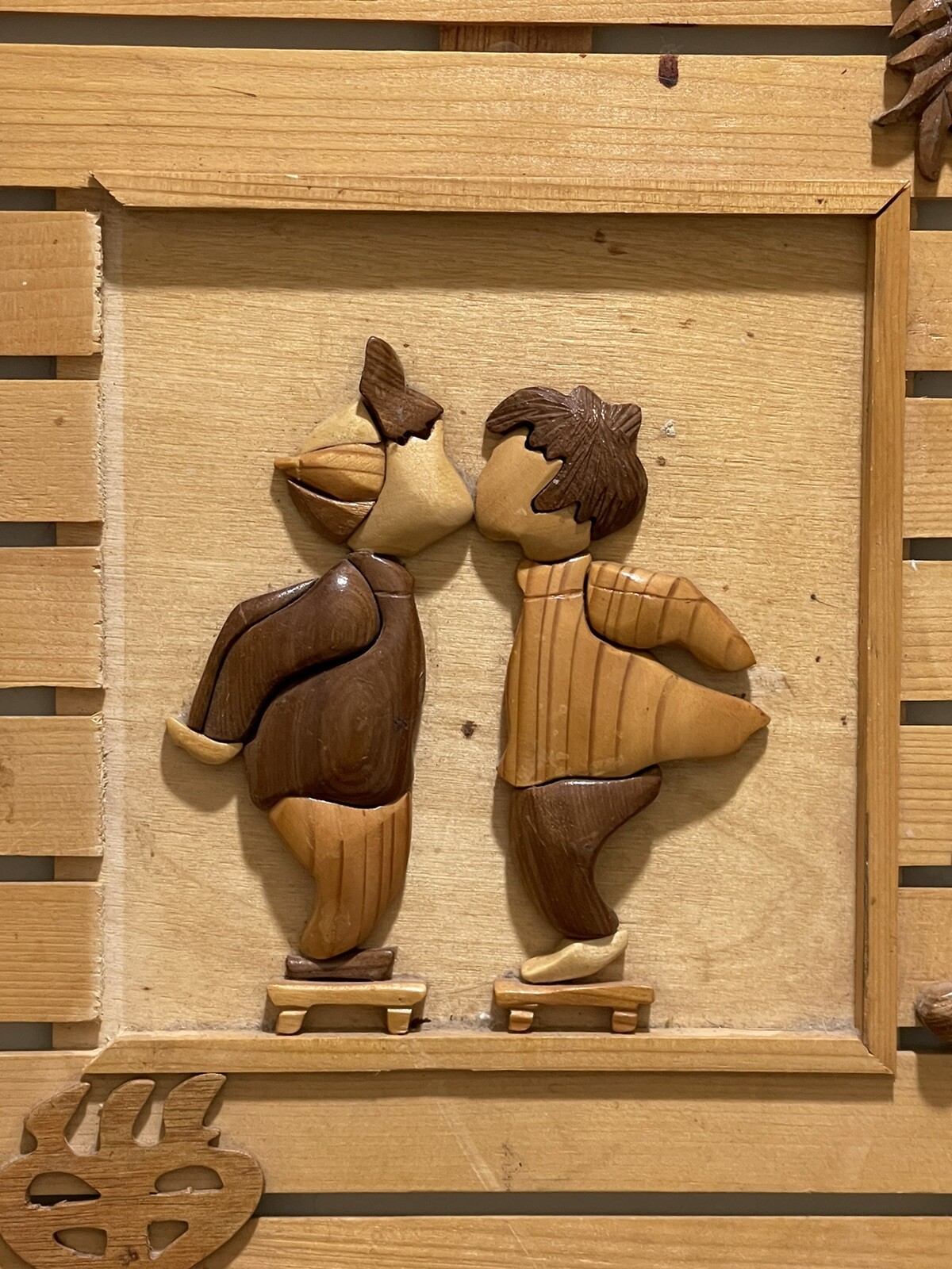 Large Vintage 3-D Hand Crafted Folk Art Diorama Wall Hanging Decor 20″ x 17″