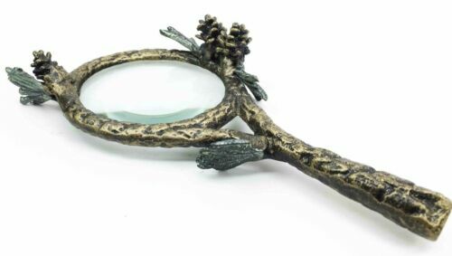 Holiday Season Pinecone Aluminum Magnifying Glass Functional Reading 7.5″ Tall