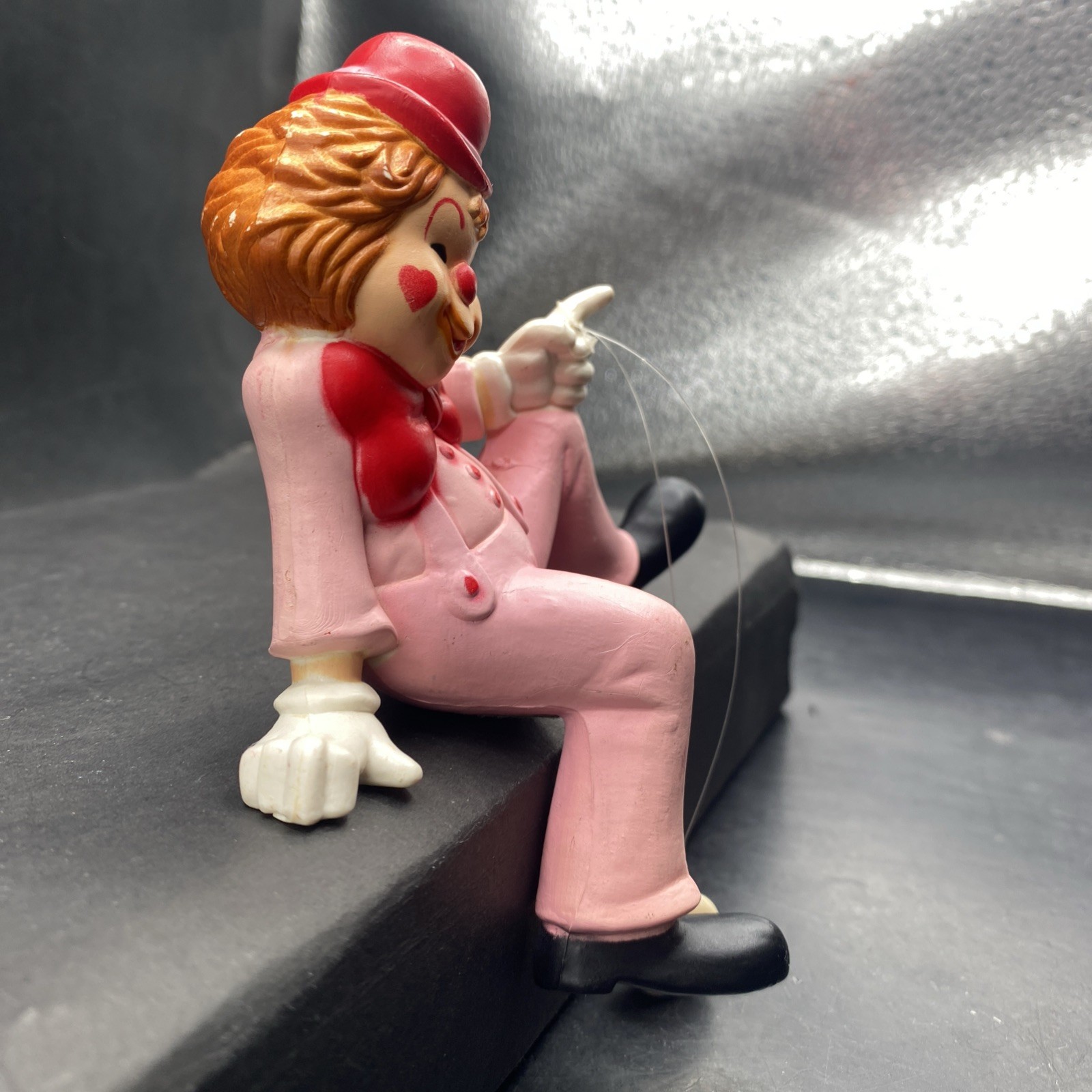 Vintage Enesco Clown with Heart And Yo-yo Shelf Sitter Made In Hong Kong Pink