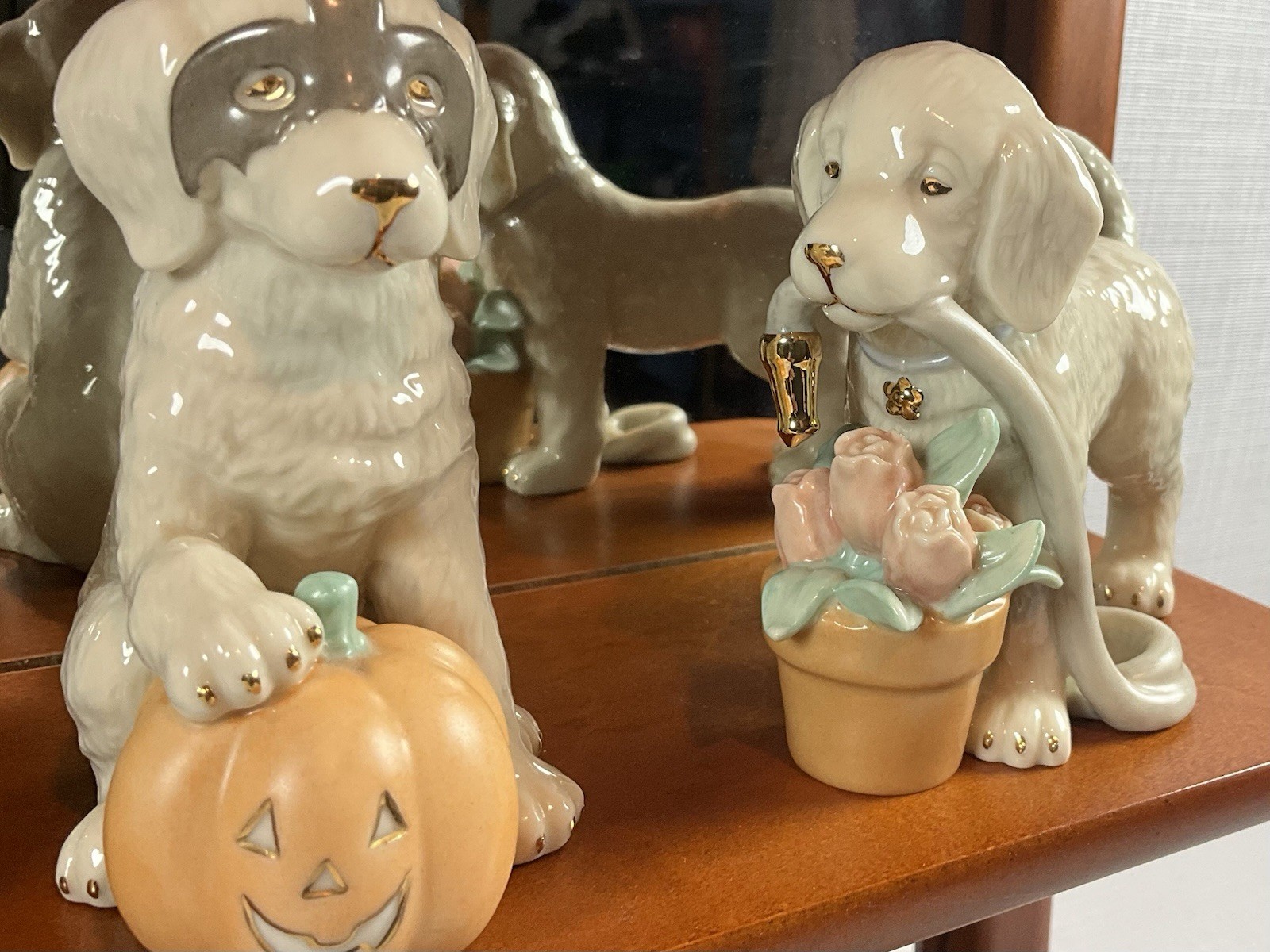 Lenox Golden Year Of Puppies Collection Complete With Shelf Display Excellent