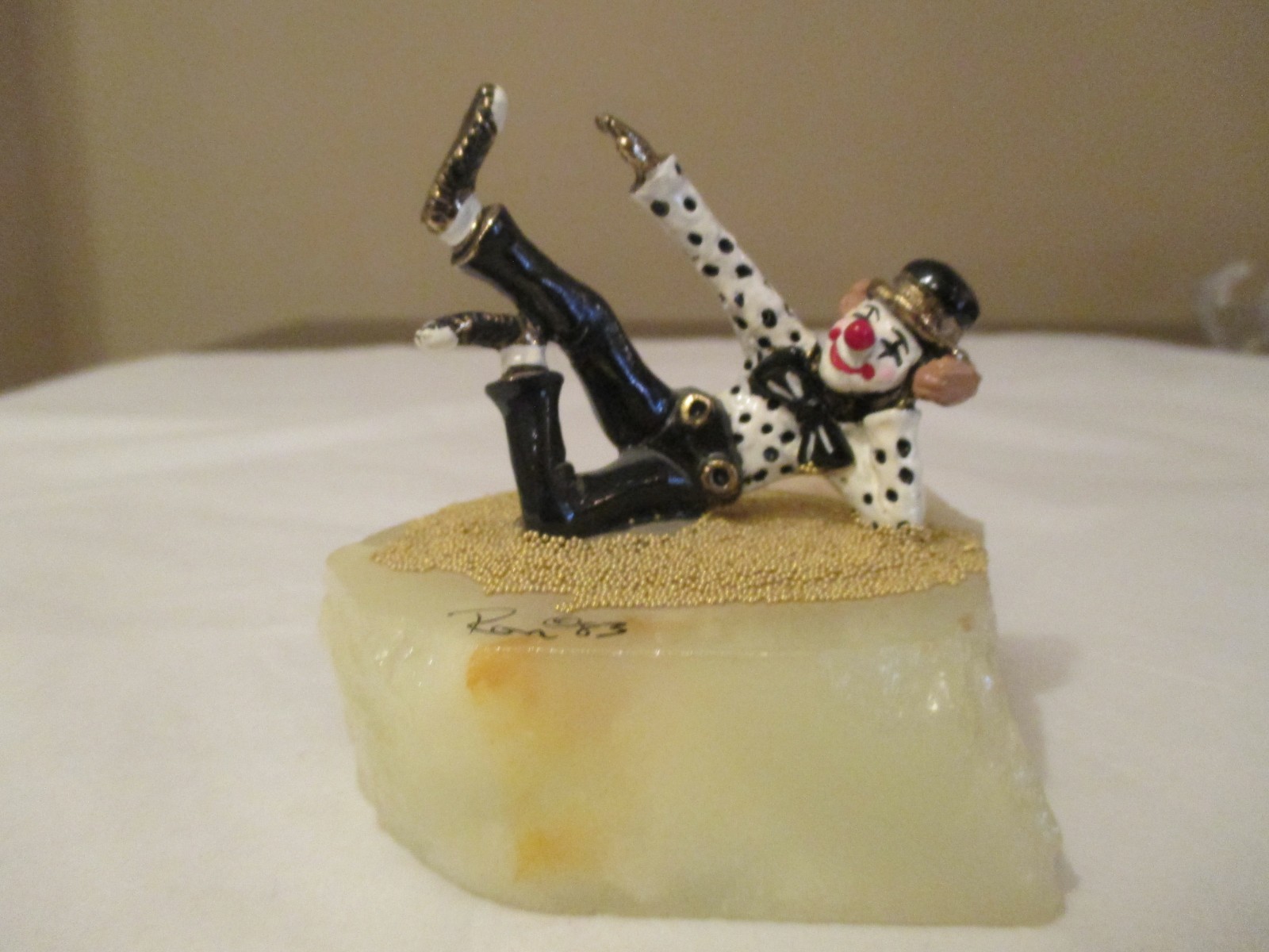 Ron Lee Mime Clown Bronze Sculpture Dancer Signed & Dated 1983 24K Gold Plating