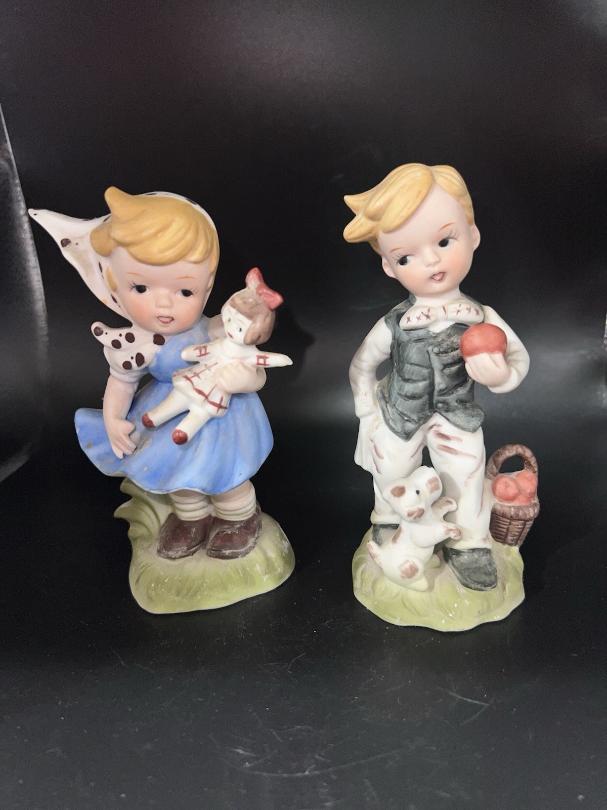 Vintage mid-century bisque porcelain figurines Boy And Girl