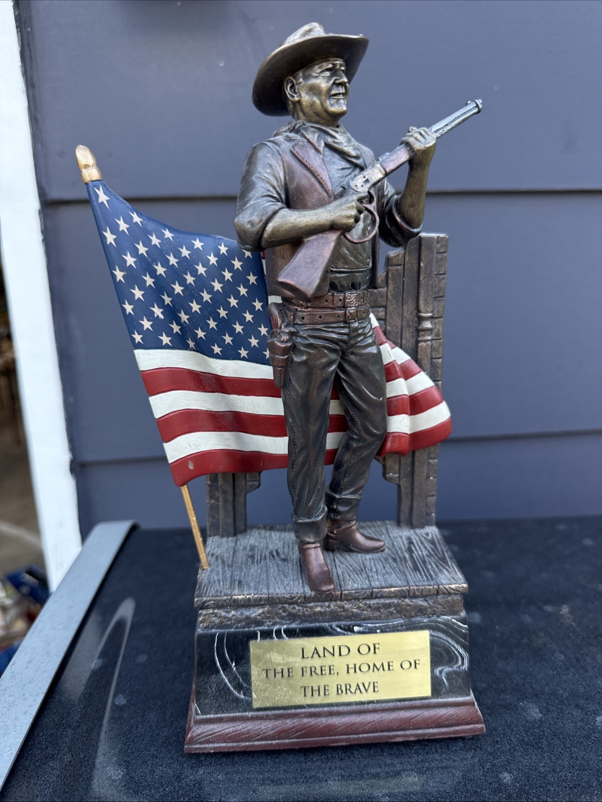 John Wayne Bradford Exchange Land Of The Free Home Of Brave Talking Cast Metal