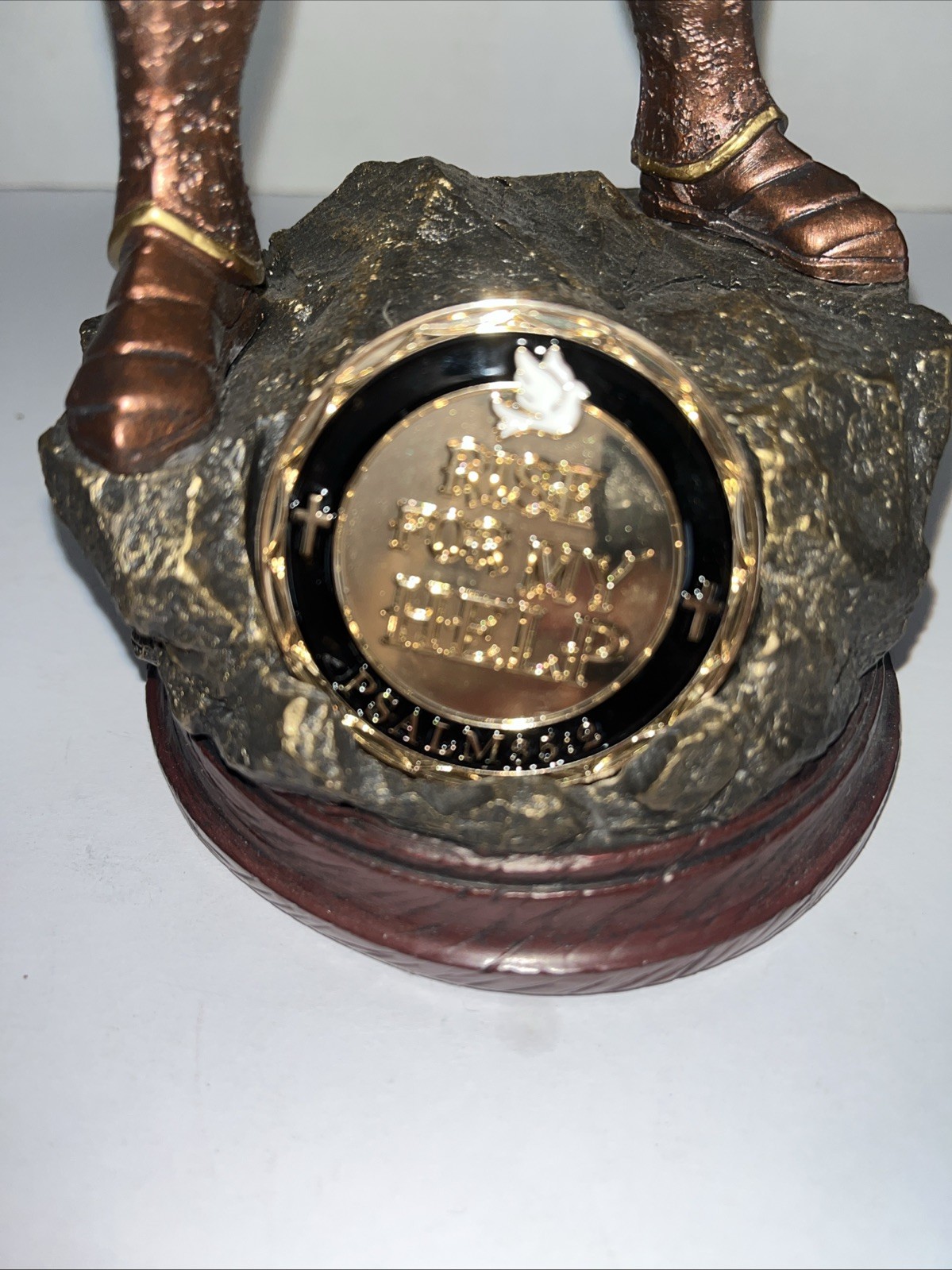 Bradford Exchange “Rise For My Help”Cold-Cast Bronze Sculpture W/Challenge Coin.