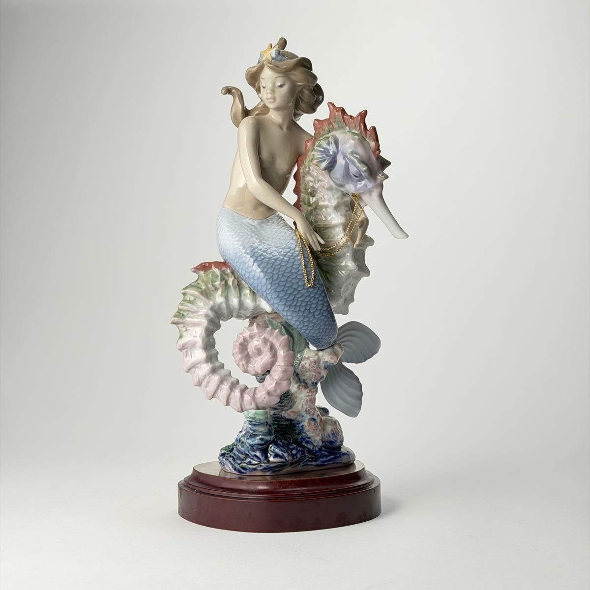 Lladro 1413 Illusion Mermaid with Seahorse Figurine Retired Large, Made in Spain