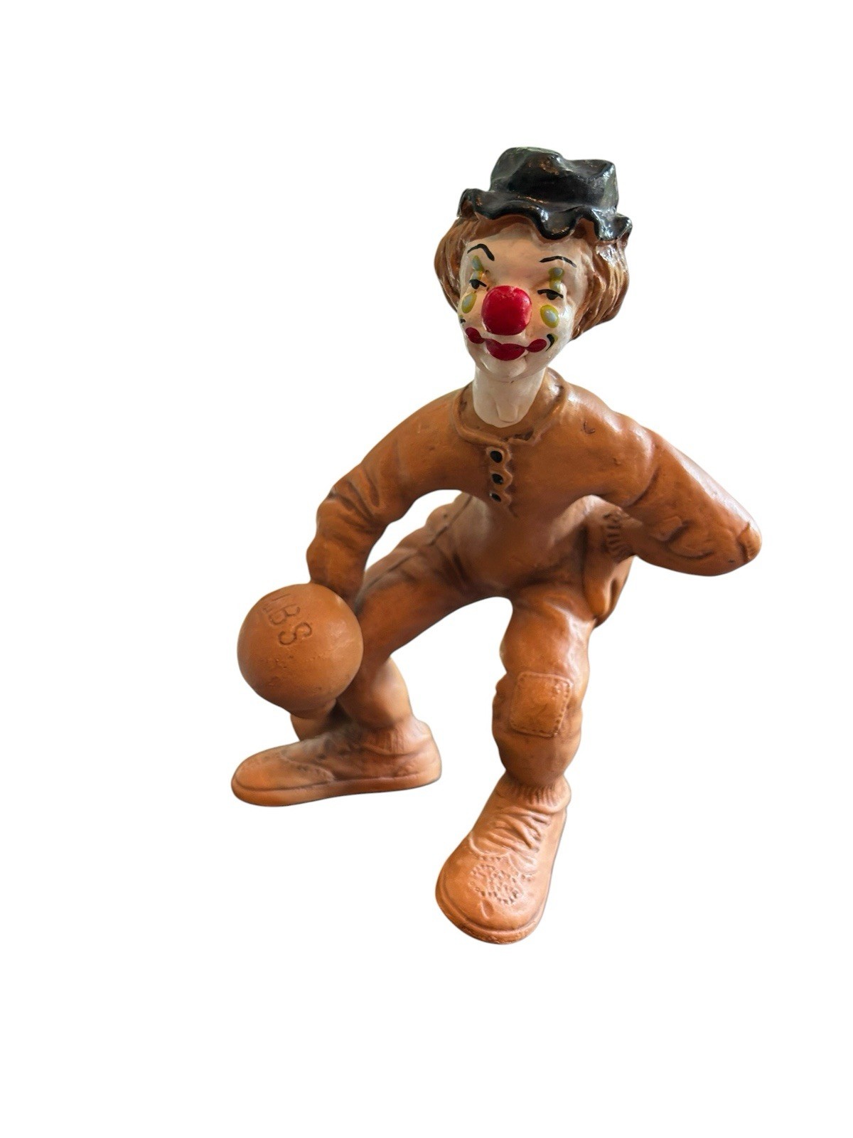 Vintage 1978 Andreoli Clown Sculpture Figurine Lifting 1000 Lb Weights 8in Tall