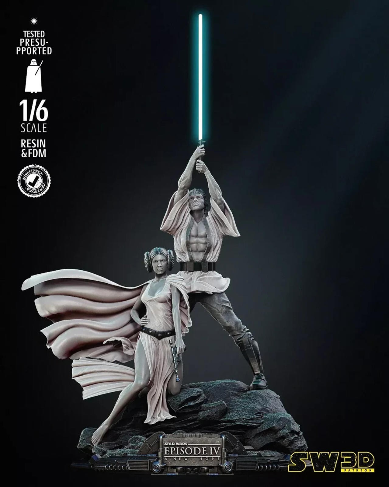Luke & Leia Star Wars A New Hope | 1/8 UNPAINTED Resin Diorama