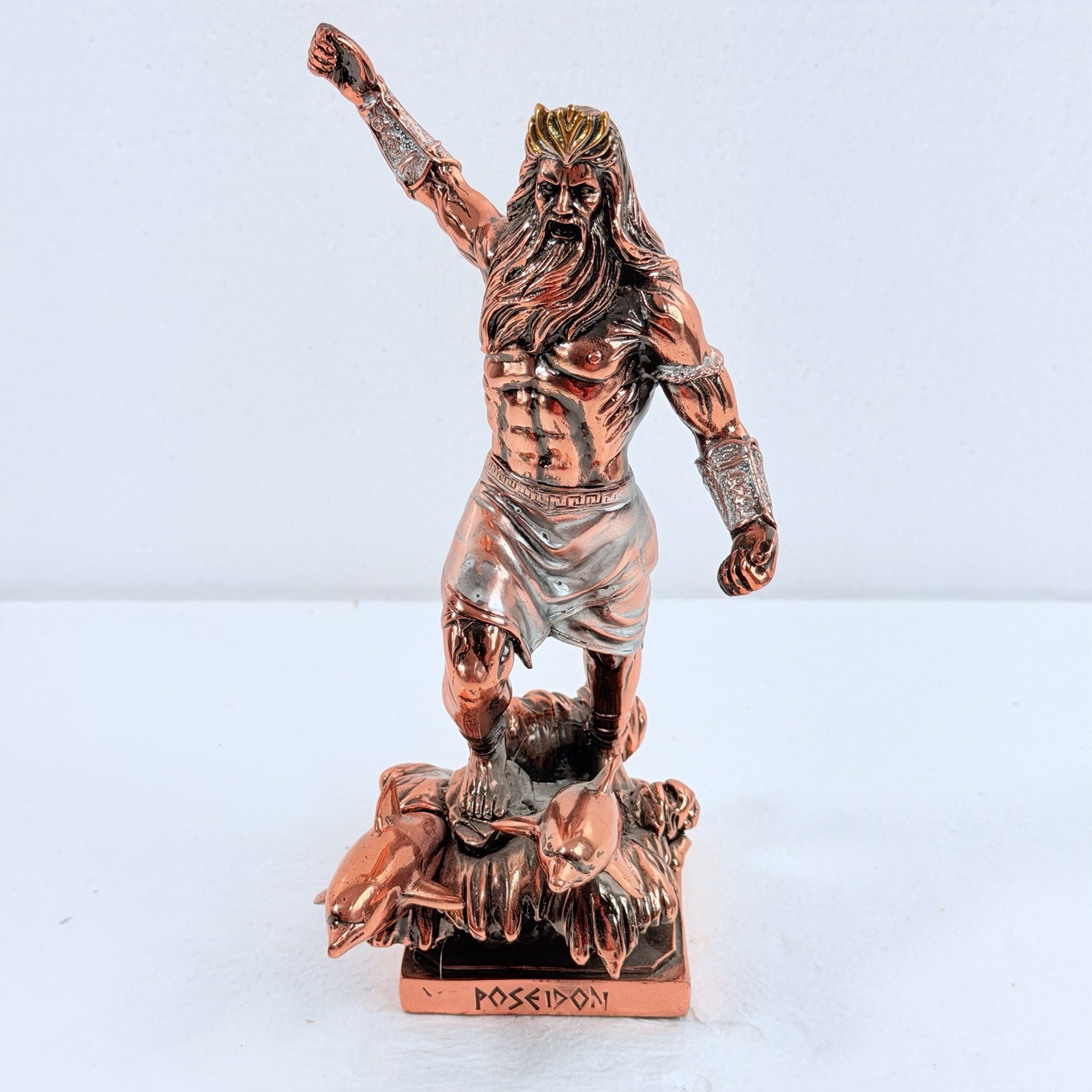 Poseidon Greek God Of The Sea Cold Cast Bronze Statue Sculpture Nautical Figure