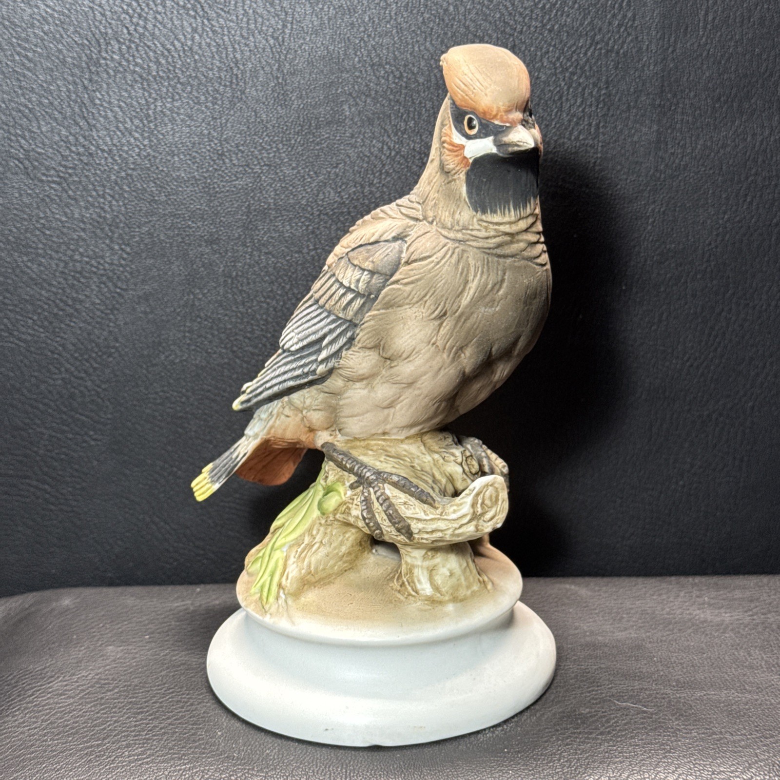1960’s Lefton Bohemian Waxwing Porcelain Bird Figurine Hand Painted KW1283