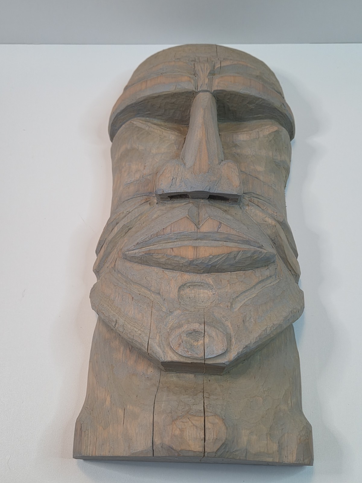JH Hand-Carved Tribal Wood Sculpture Abstract Art Signed 15x7in 2024