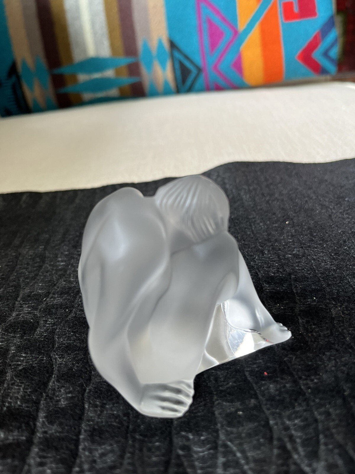 Lalique Crystal French Frosted Nu Assis Nude Sitting Figurine Sculpture 2.25” T