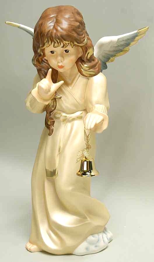 New In Box GOEBEL FIGURINE 11.75″ Champagne White Angel With Bell LARGE