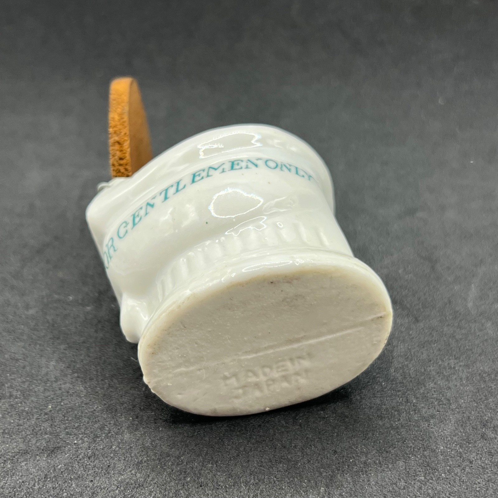 Vintage Japan Porcelain For Gentlemen Only Toilet Figurine Wood Lid MCM