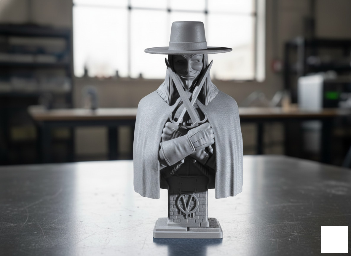 V for Vendetta Bust Large 13″ inch – 3D Printed Statue and Sculpture