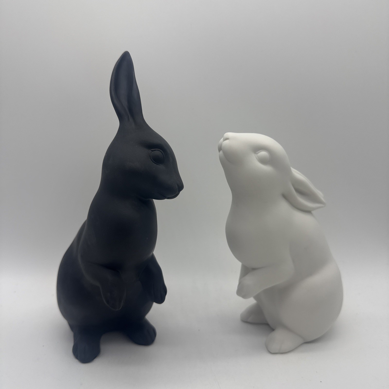 Franklin Mint Gail Ferretti Affinity Porcelain Black White Bunny Rabbit Figurine
