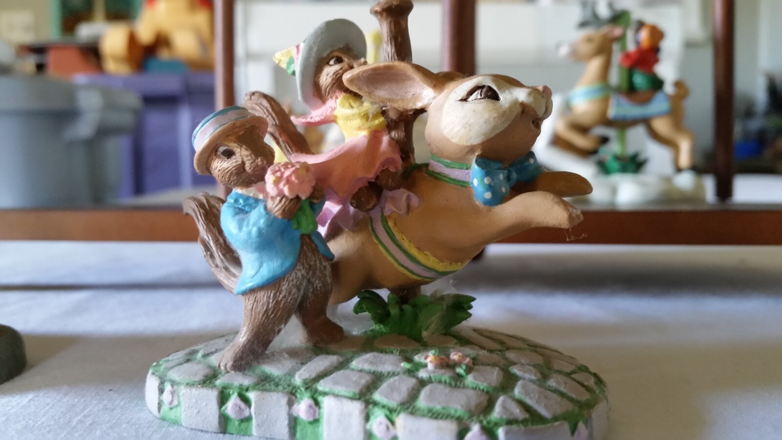 Vintage Avon Carousel Wonderland Miniatures 4 – with Display Stand (Rare) 1993
