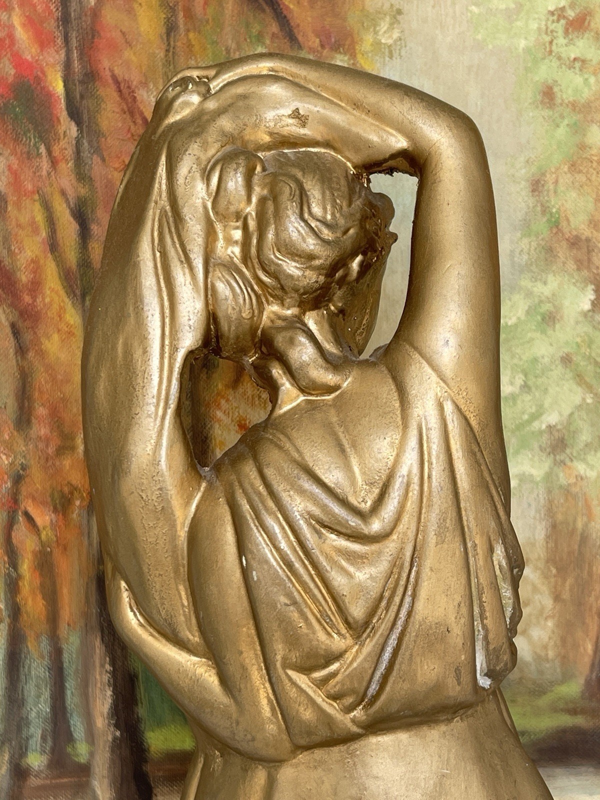 16″ Vintage MCM Artistic Royalties Gold Plaster Roman Greco Goddess Statue #1819