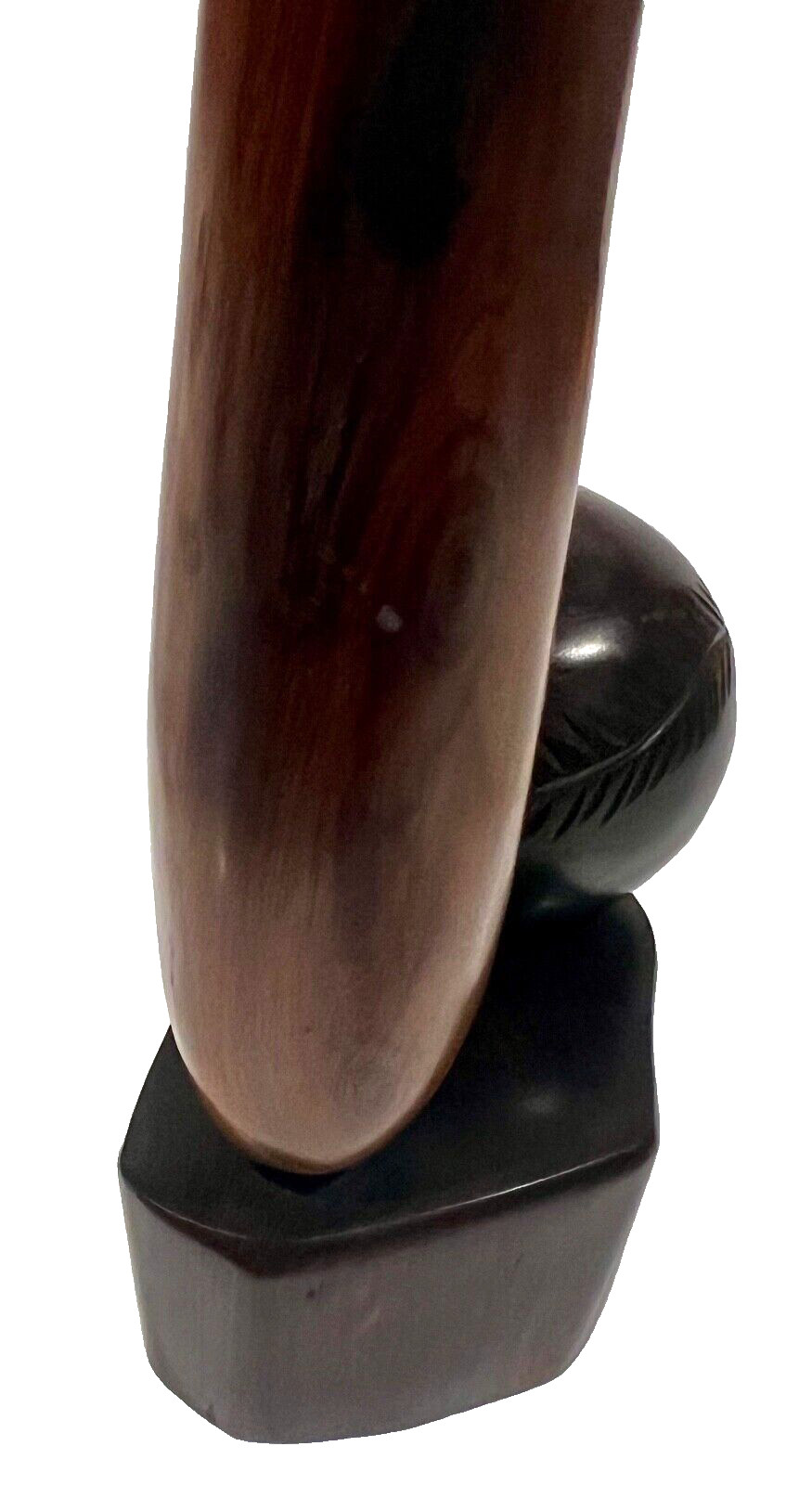 Vintage Mahogany Solid Wood Baseball & Bat Hand Carved Desk Decor Set 16″ H