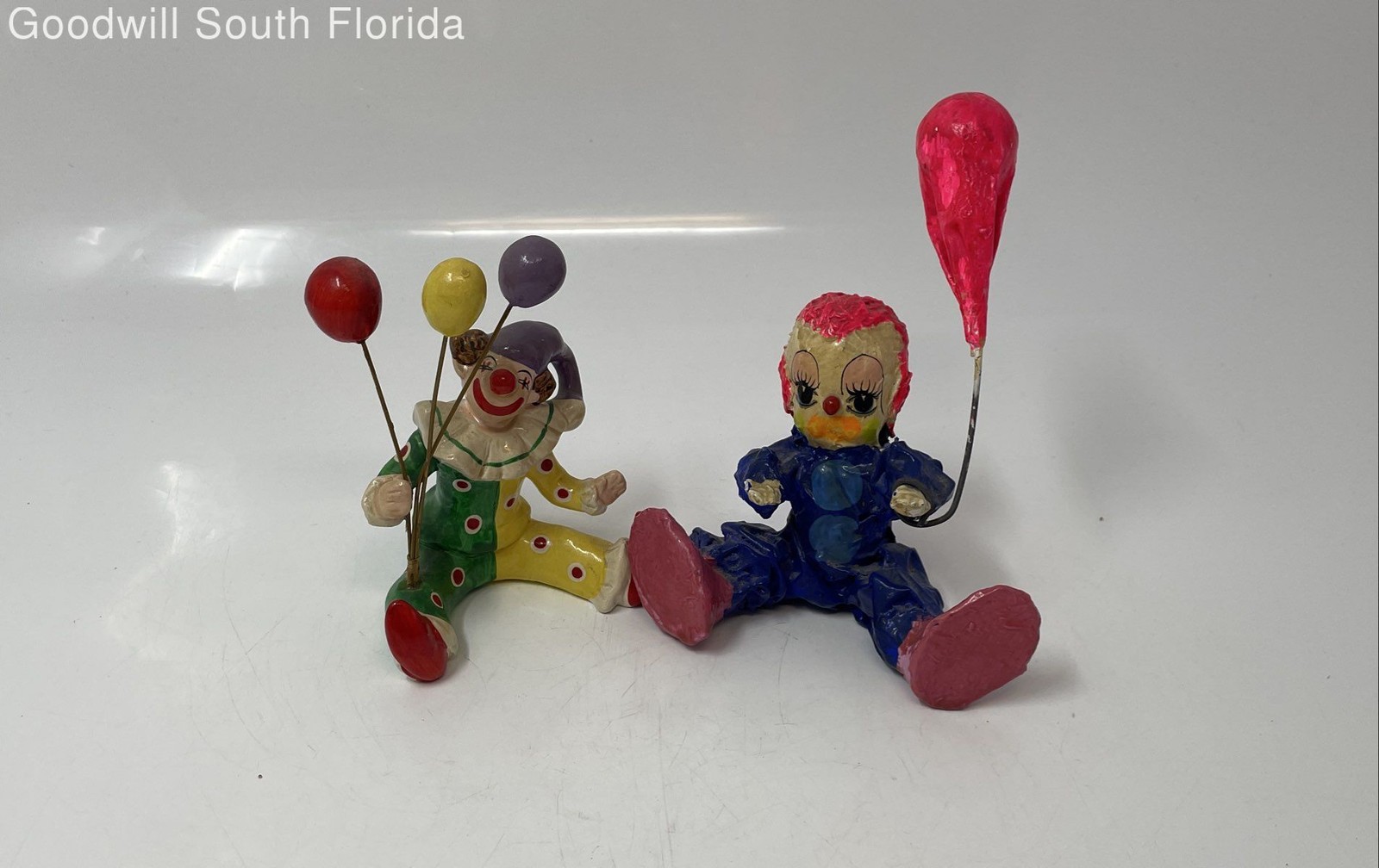 Lot Of 2 Pcs Multicolor Collectible Holding Balloons Decorative Clown Figurines