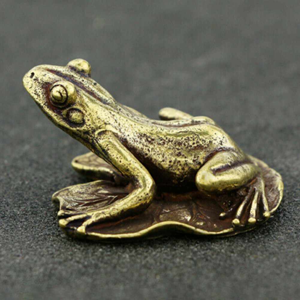 Brass Vintage Frog Figurine Statue Home Office Table Decor Animal Figurines Toy*