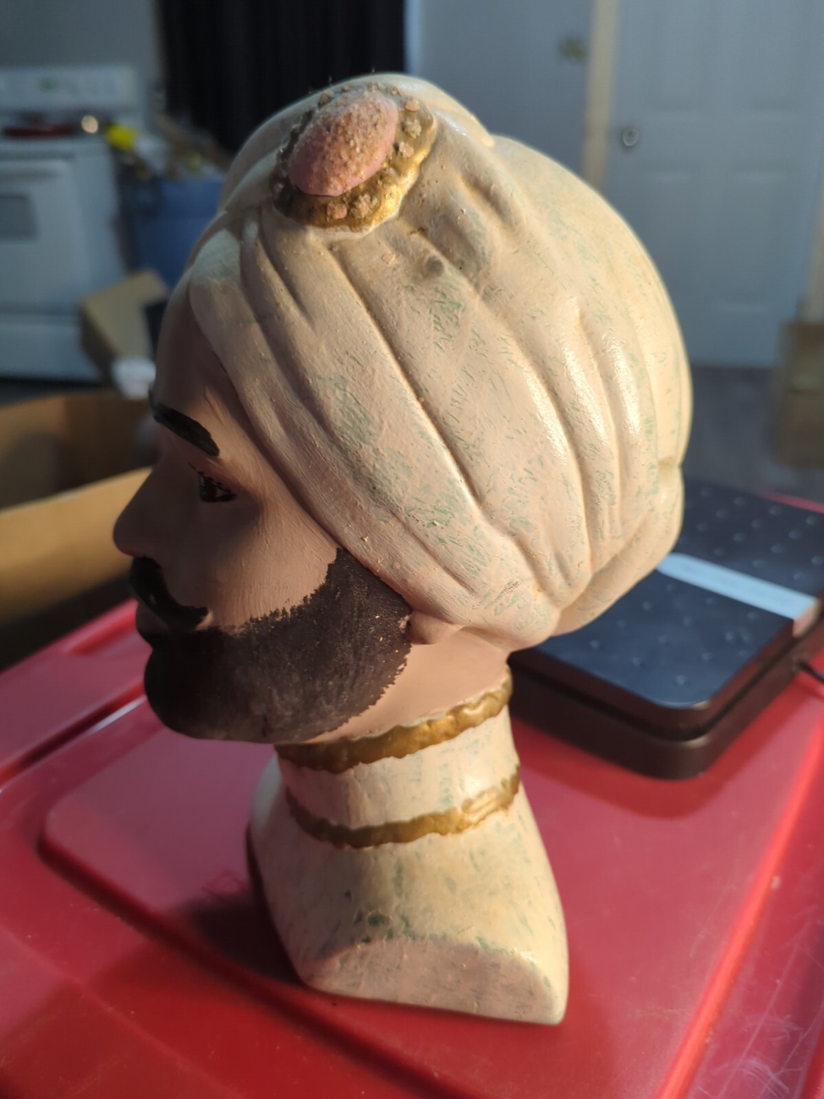 Vintage Native India Man Bust Figurines Ethnic Turban Scarf Jeweled Headwrap